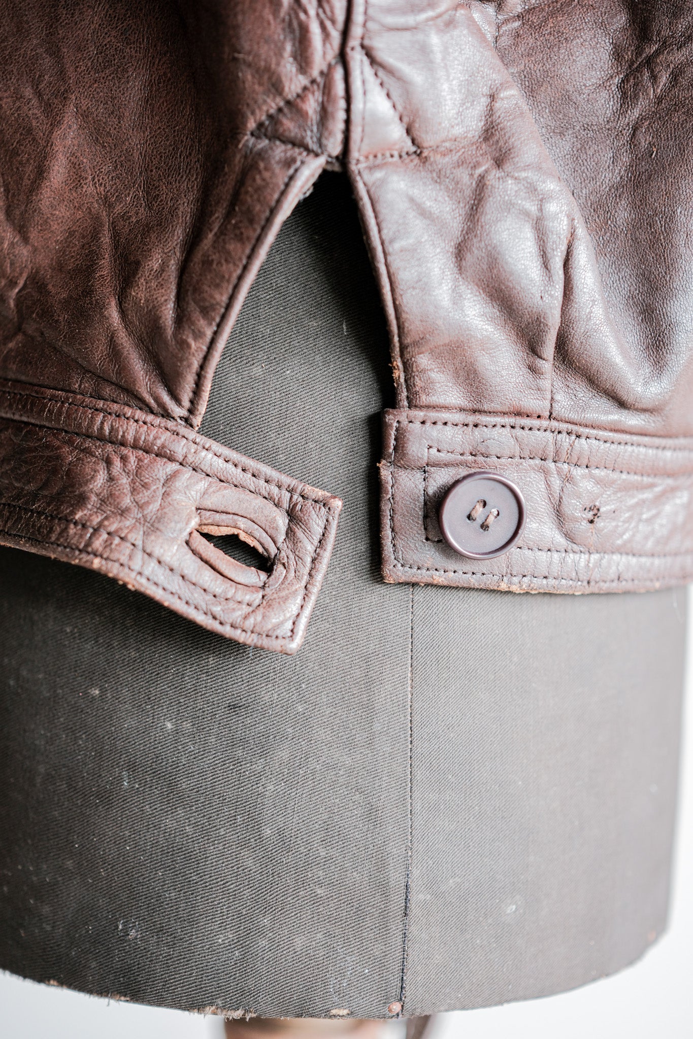 【~40's】WWⅡ French CJF Leather Cyclist Jacket