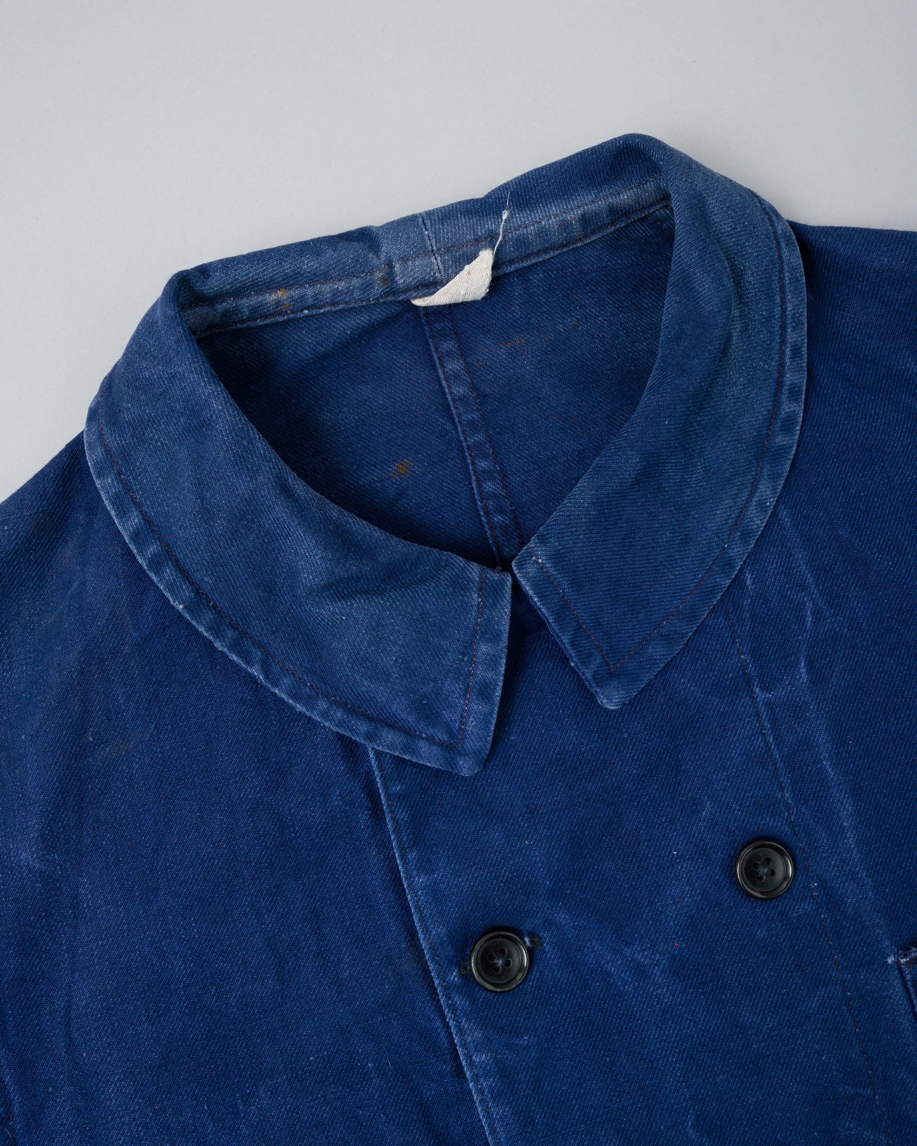 【~50's】French Vintage Deep Blue Cotton Twill Double Breasted Work Jacket