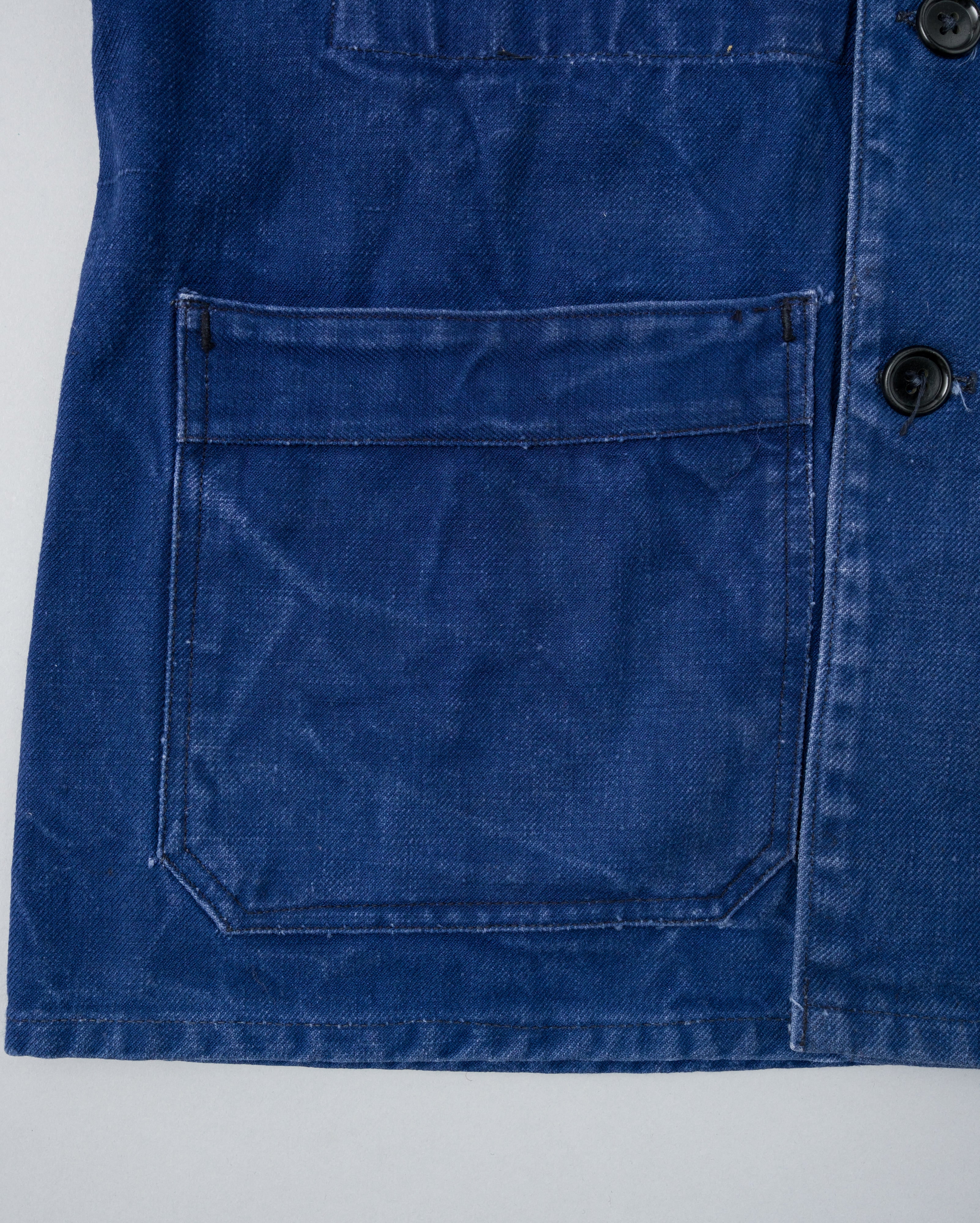 【~50's】French Vintage Deep Blue Cotton Twill Double Breasted Work Jacket