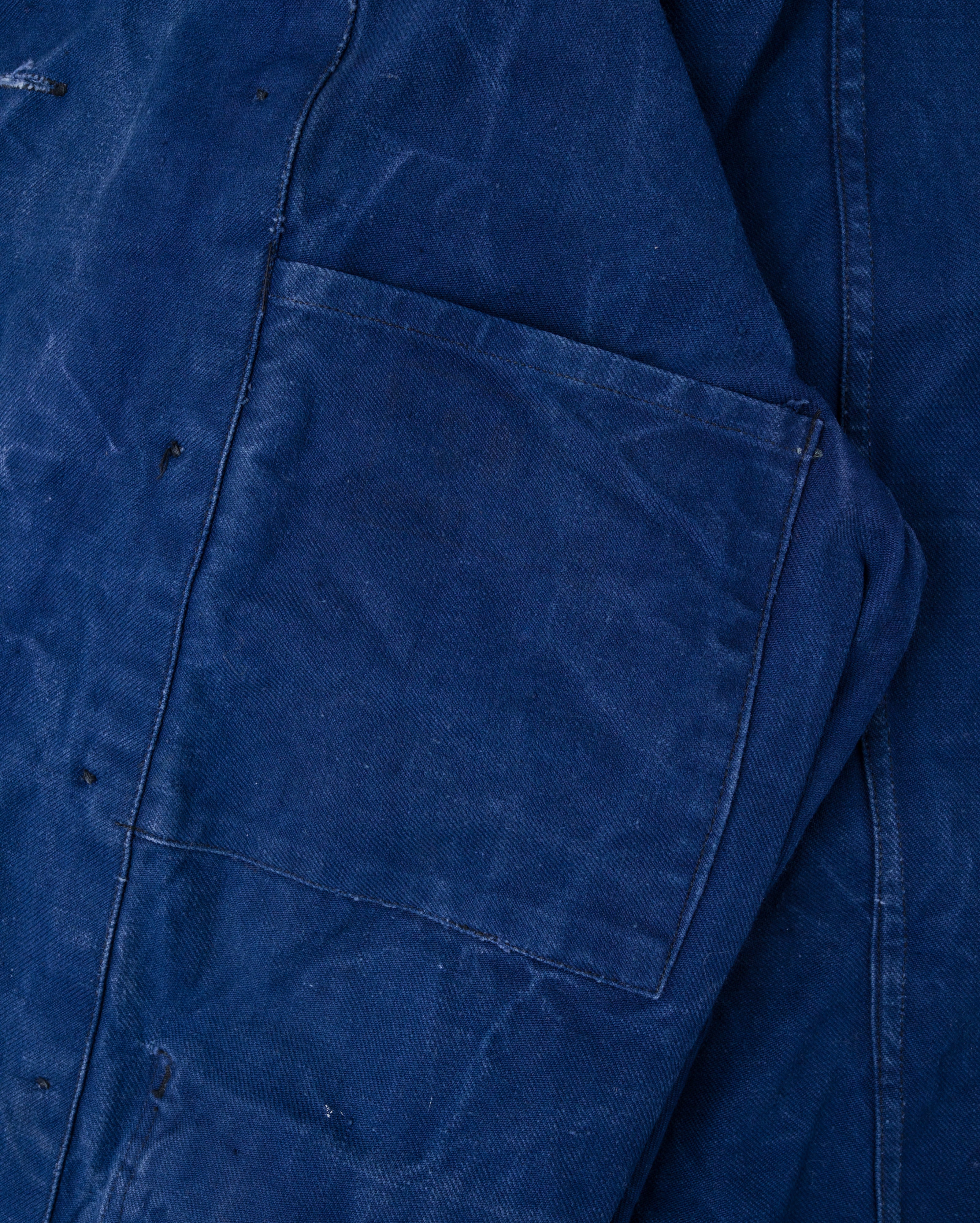 【~50's】French Vintage Deep Blue Cotton Twill Double Breasted Work Jacket