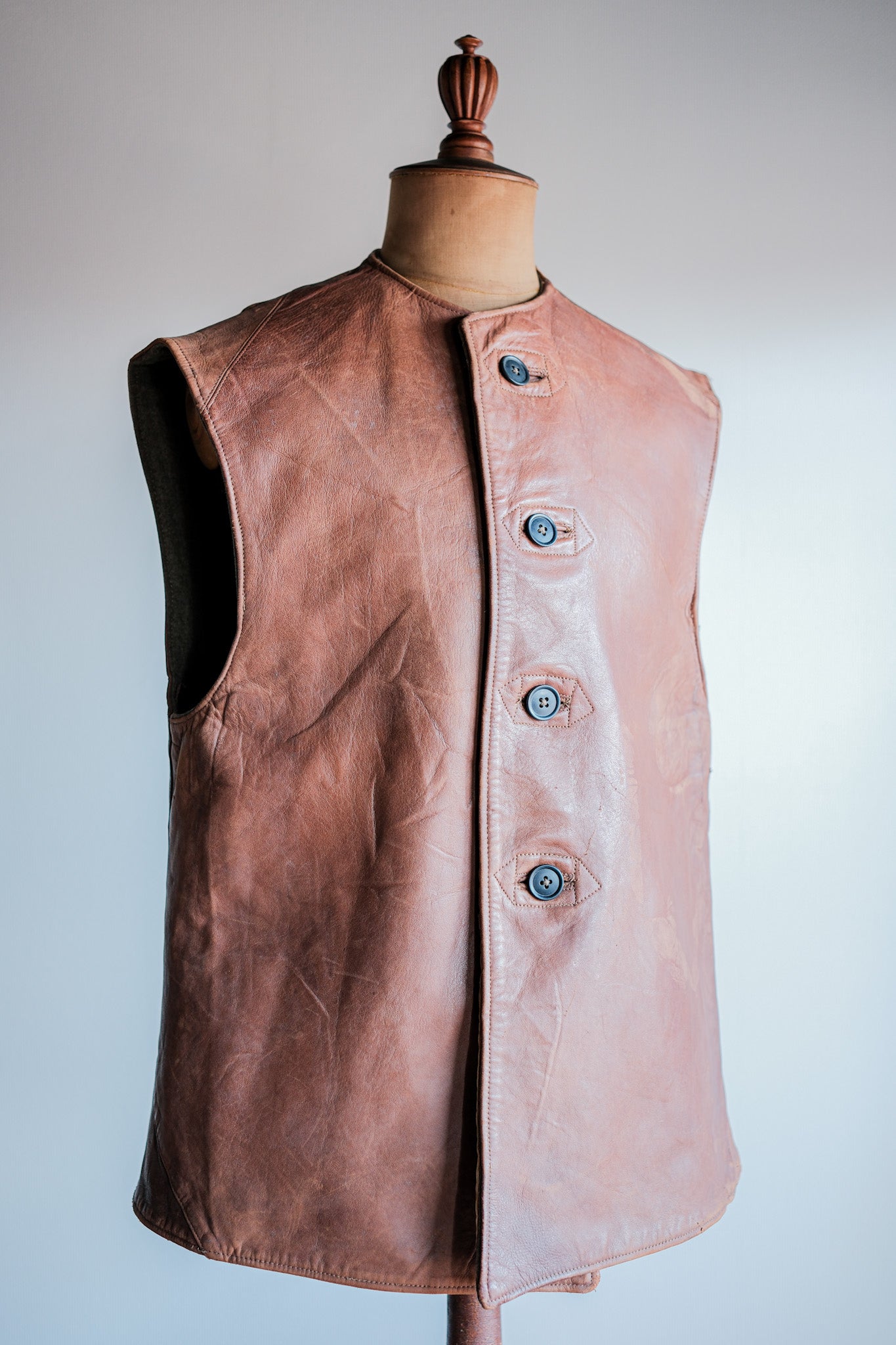 【~40's】British Army Jerkin Leather Vest "Modified"