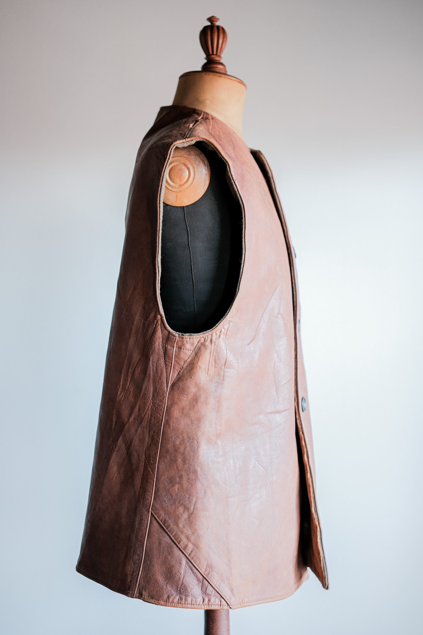 【~40's】British Army Jerkin Leather Vest "Modified"