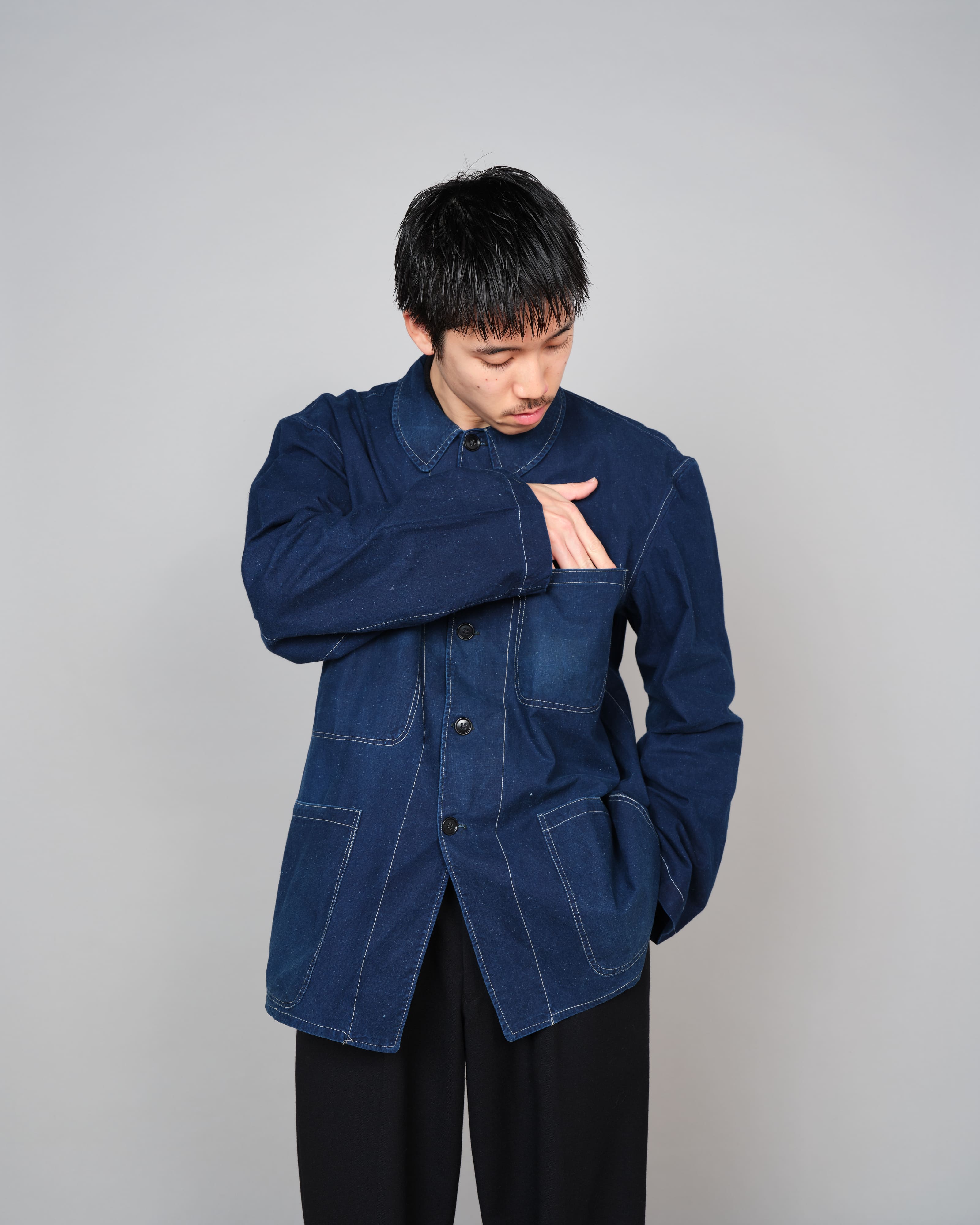 【~60’s】French China Indigo Cotton Work Jacket Size.54