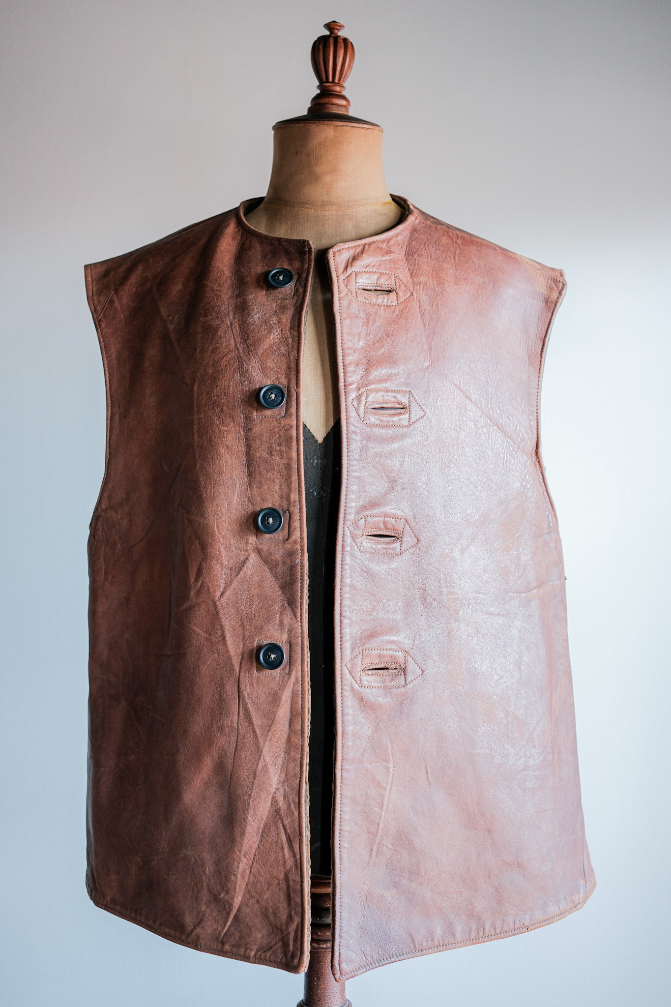 【~40's】British Army Jerkin Leather Vest "Modified"