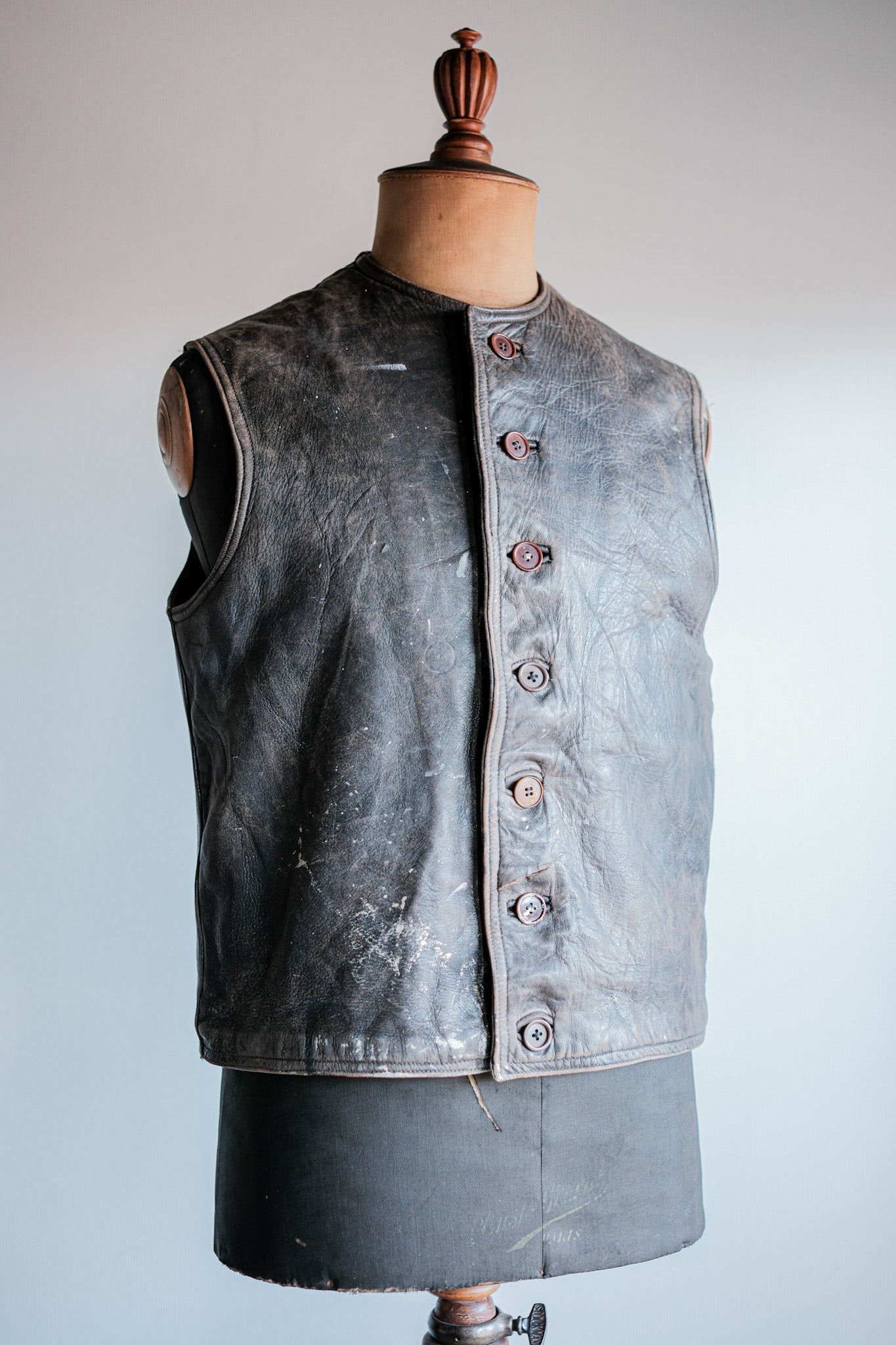 【~40's】French Army Cavalier Leather Vest