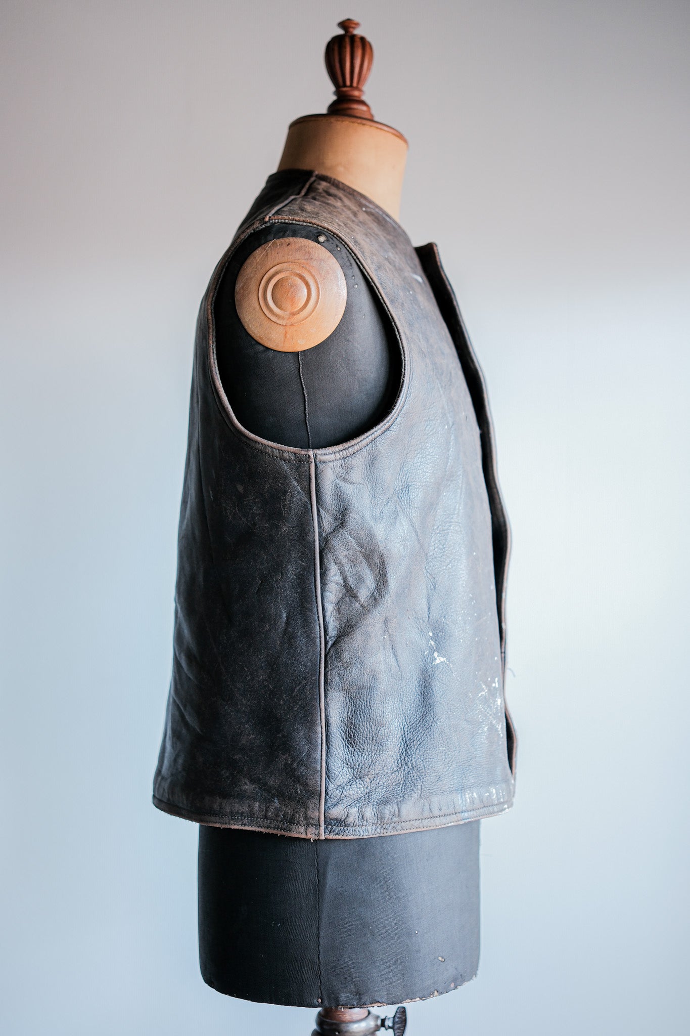 【~40's】French Army Cavalier Leather Vest