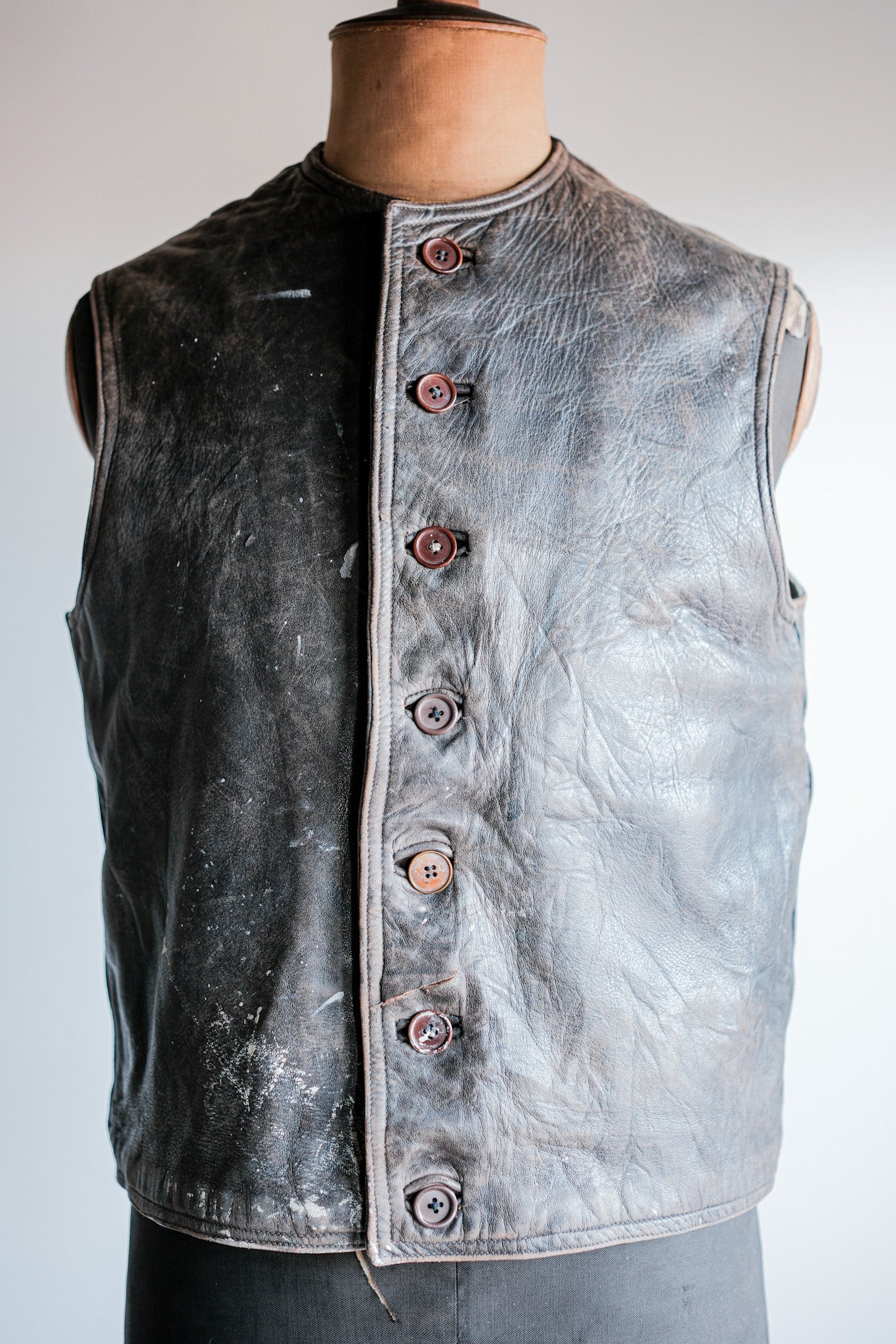 【~40's】French Army Cavalier Leather Vest
