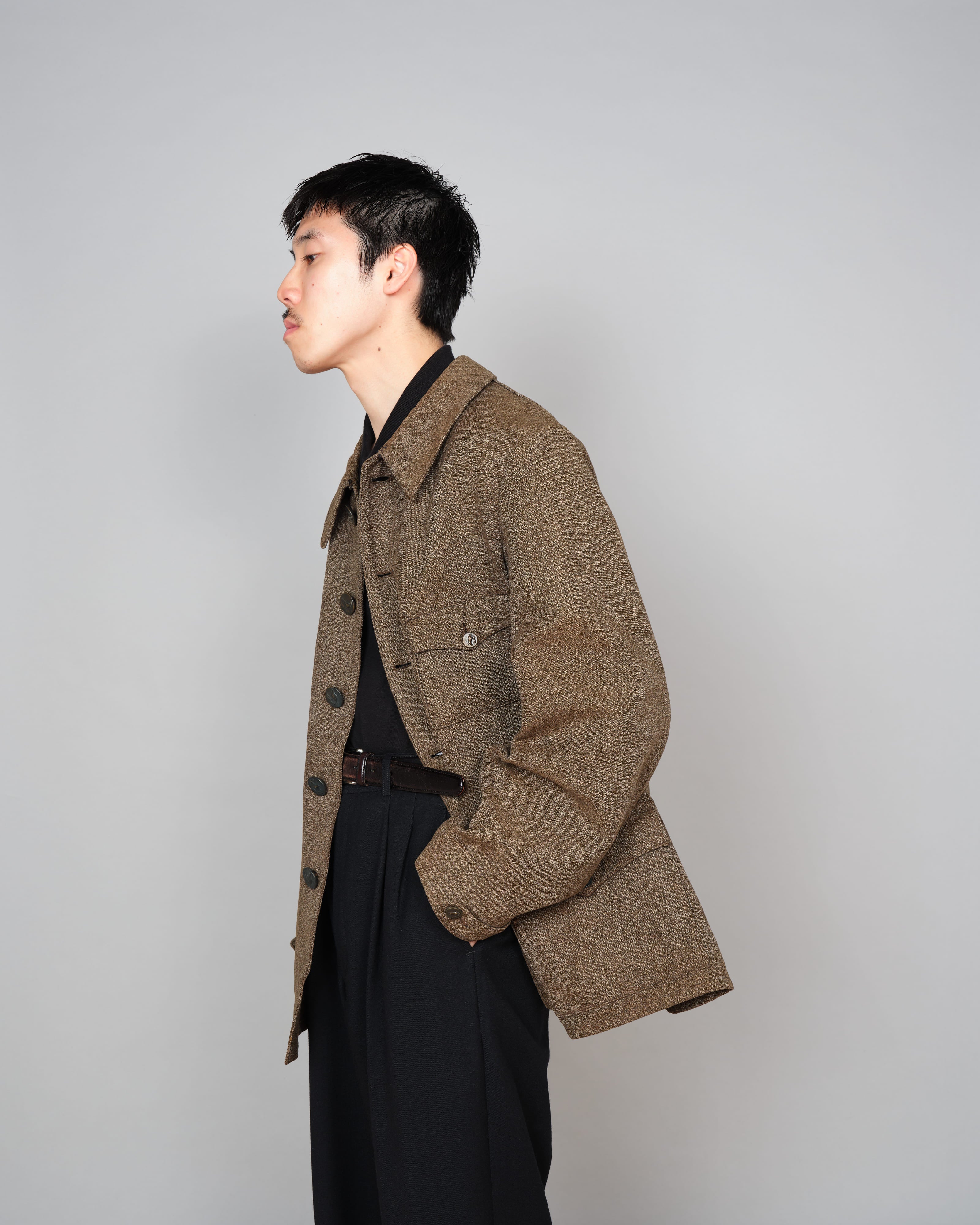 【~30’s】French Vintage Brown Chambray Hunting Jacket