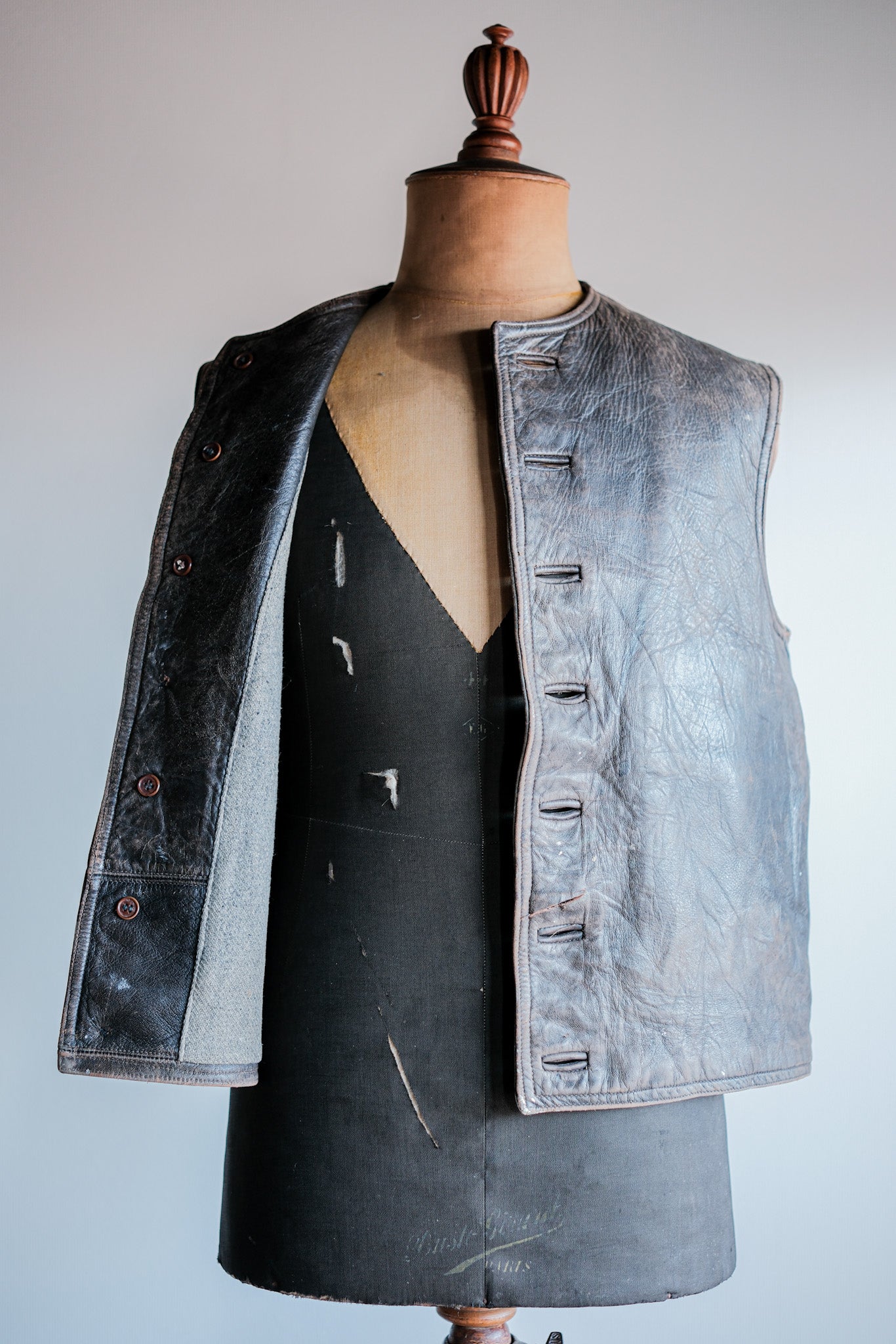 【~40's】French Army Cavalier Leather Vest
