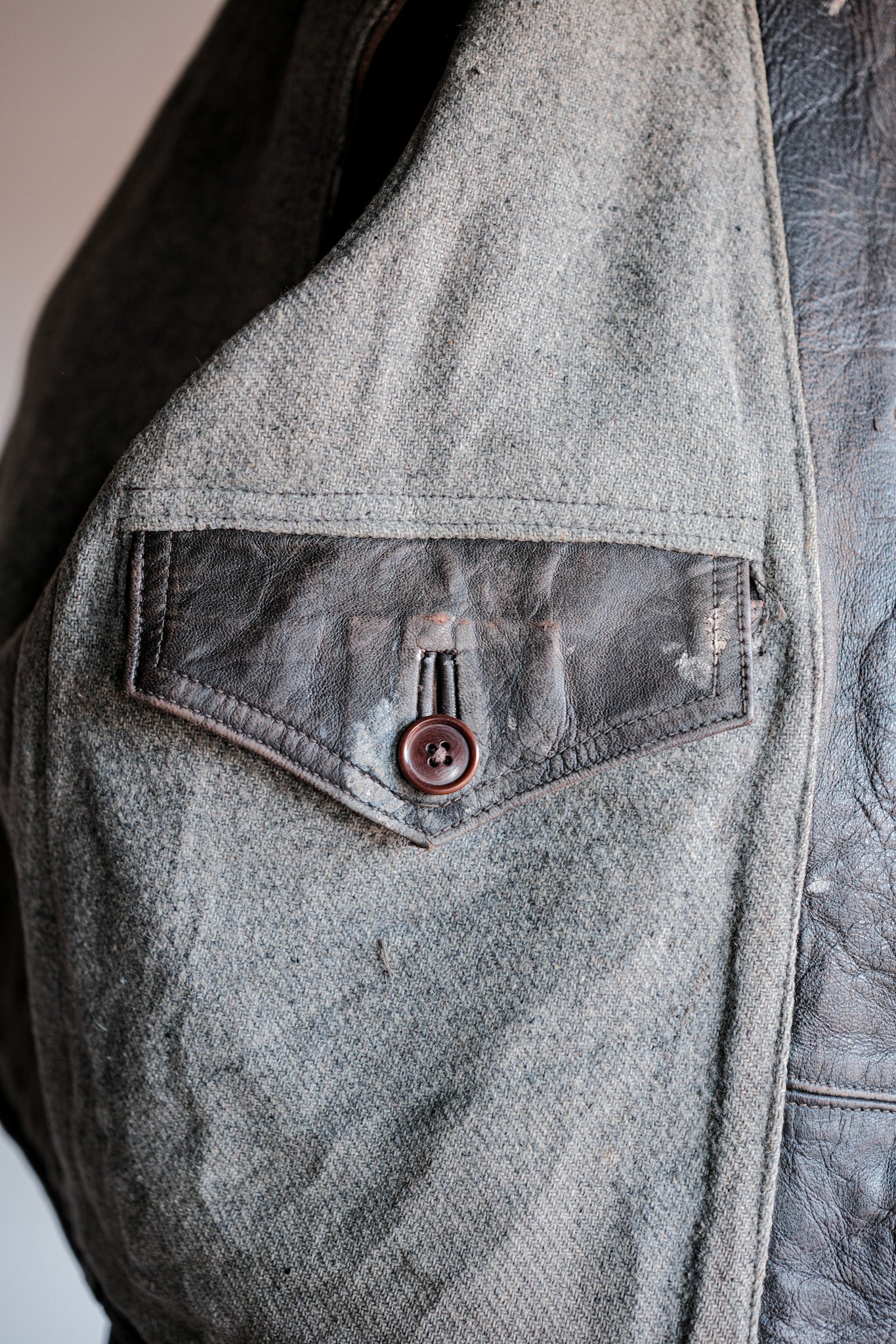 【~40's】French Army Cavalier Leather Vest