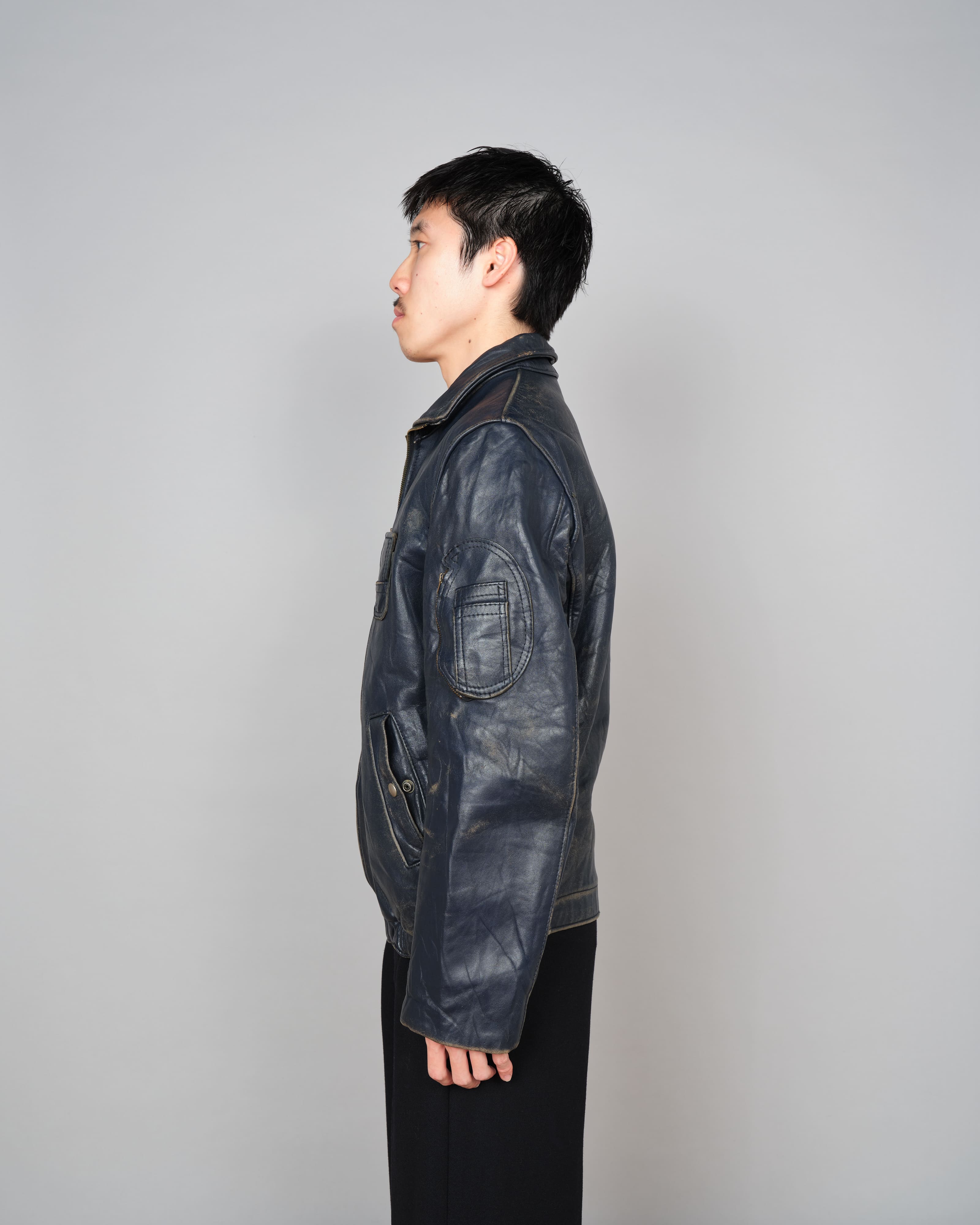 【~80's】French Air Force Pilot Leather Jacket "Civilian Type"