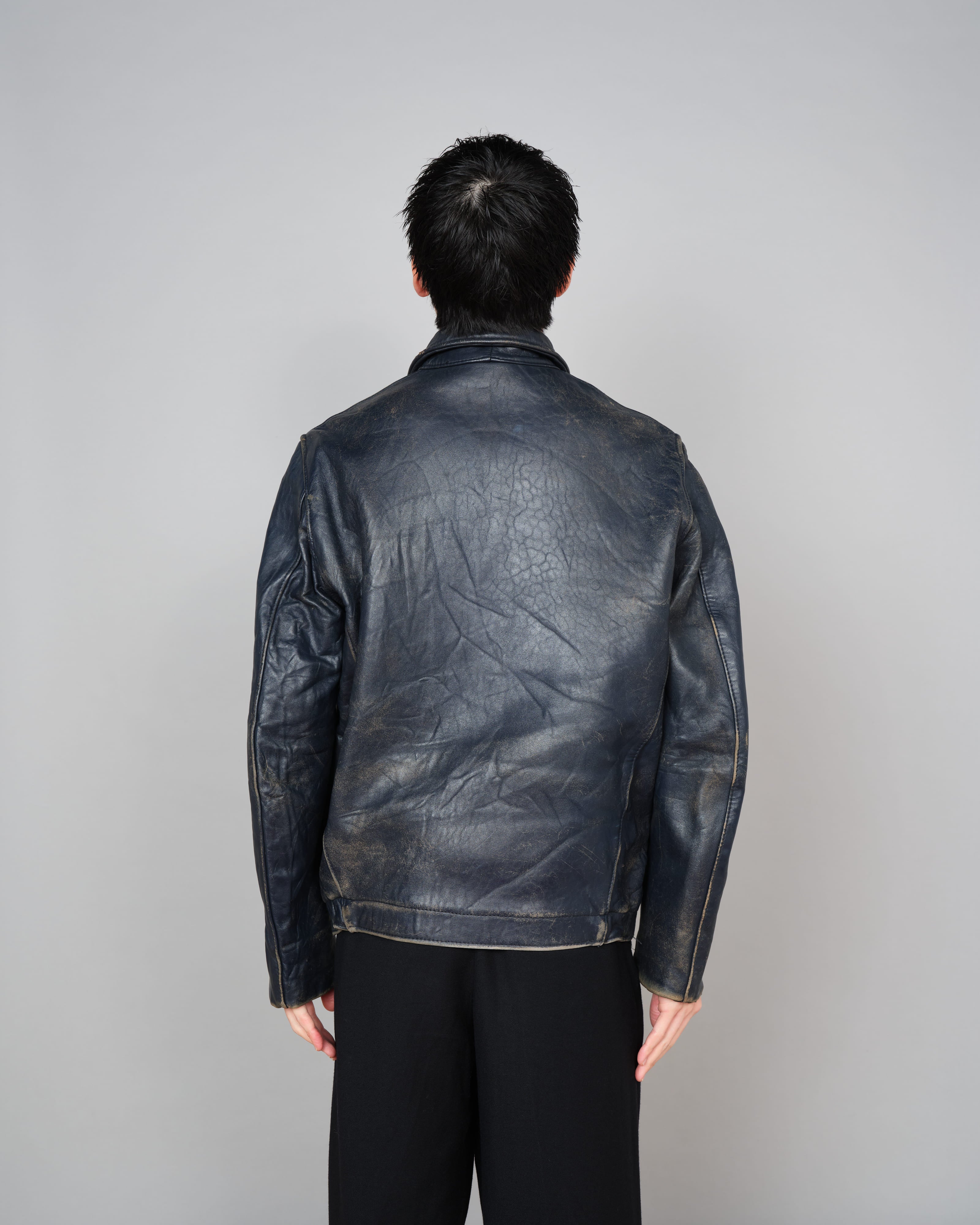 【~80's】French Air Force Pilot Leather Jacket "Civilian Type"