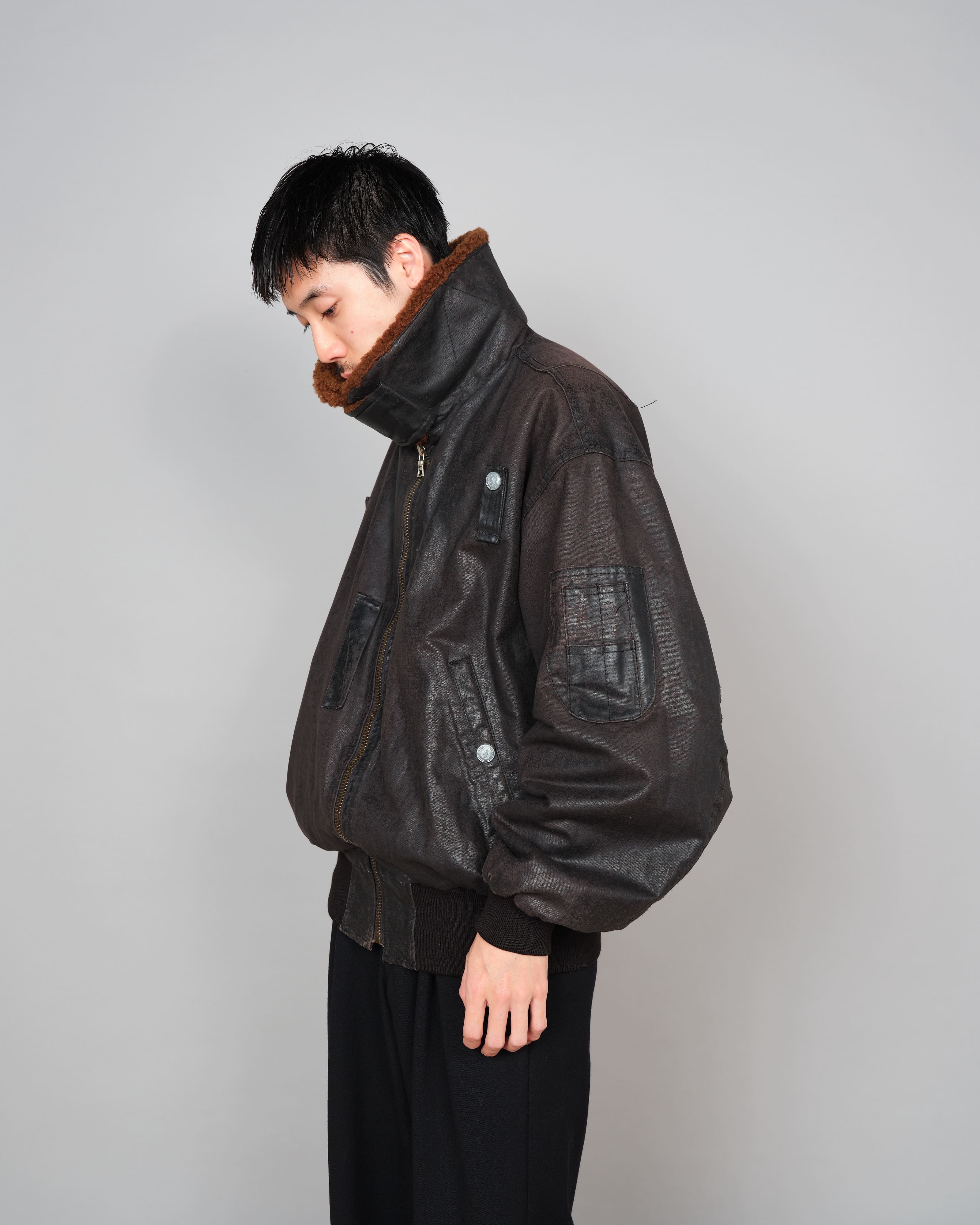 【~80’s】Old GUIDO PELLEGRINI Cotton Polyurethane Flight Type Blouson Size.42