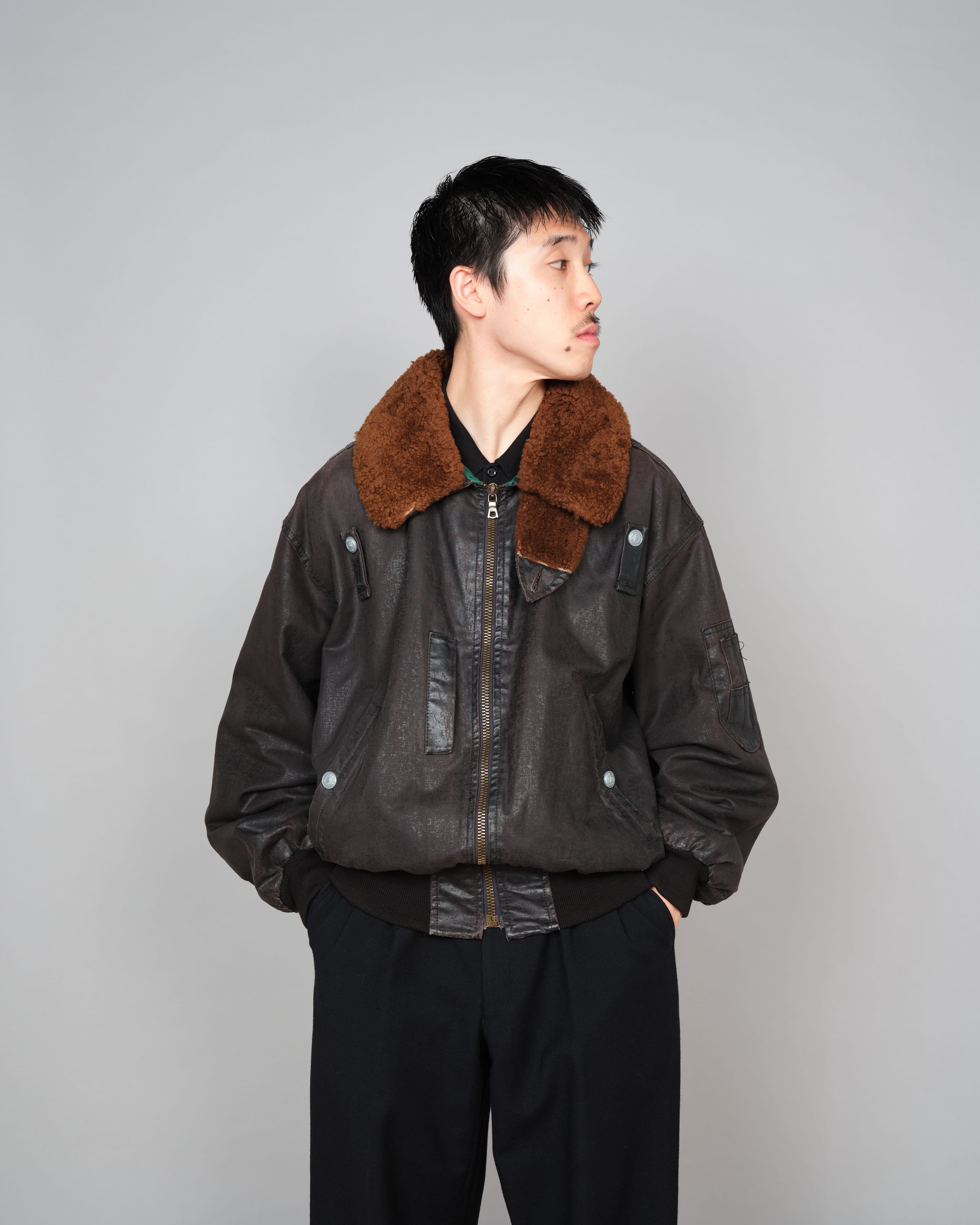 【~80’s】Old GUIDO PELLEGRINI Cotton Polyurethane Flight Type Blouson Size.42