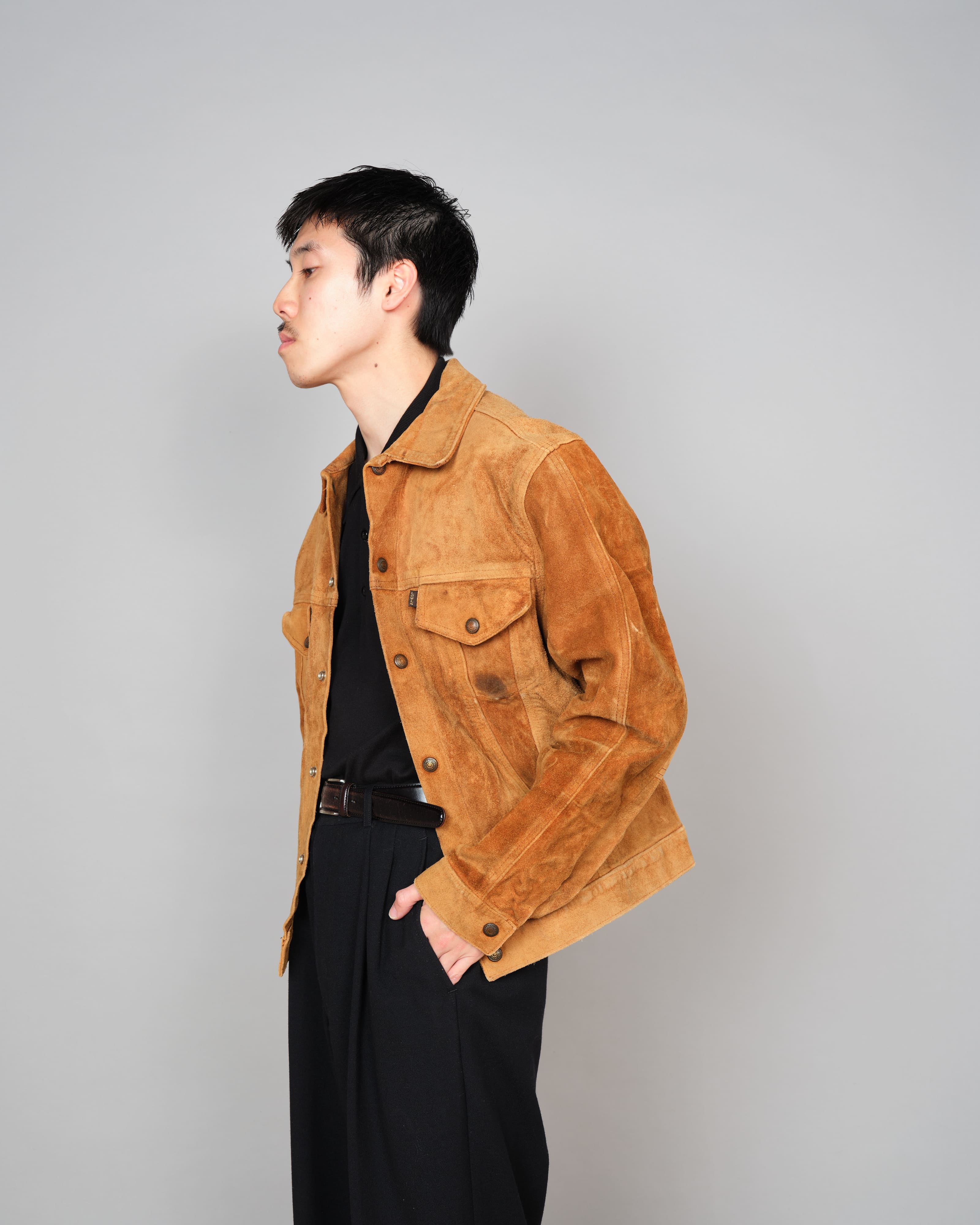 【~70's】Vintage Levi's Suede Leather Trucker Jacket