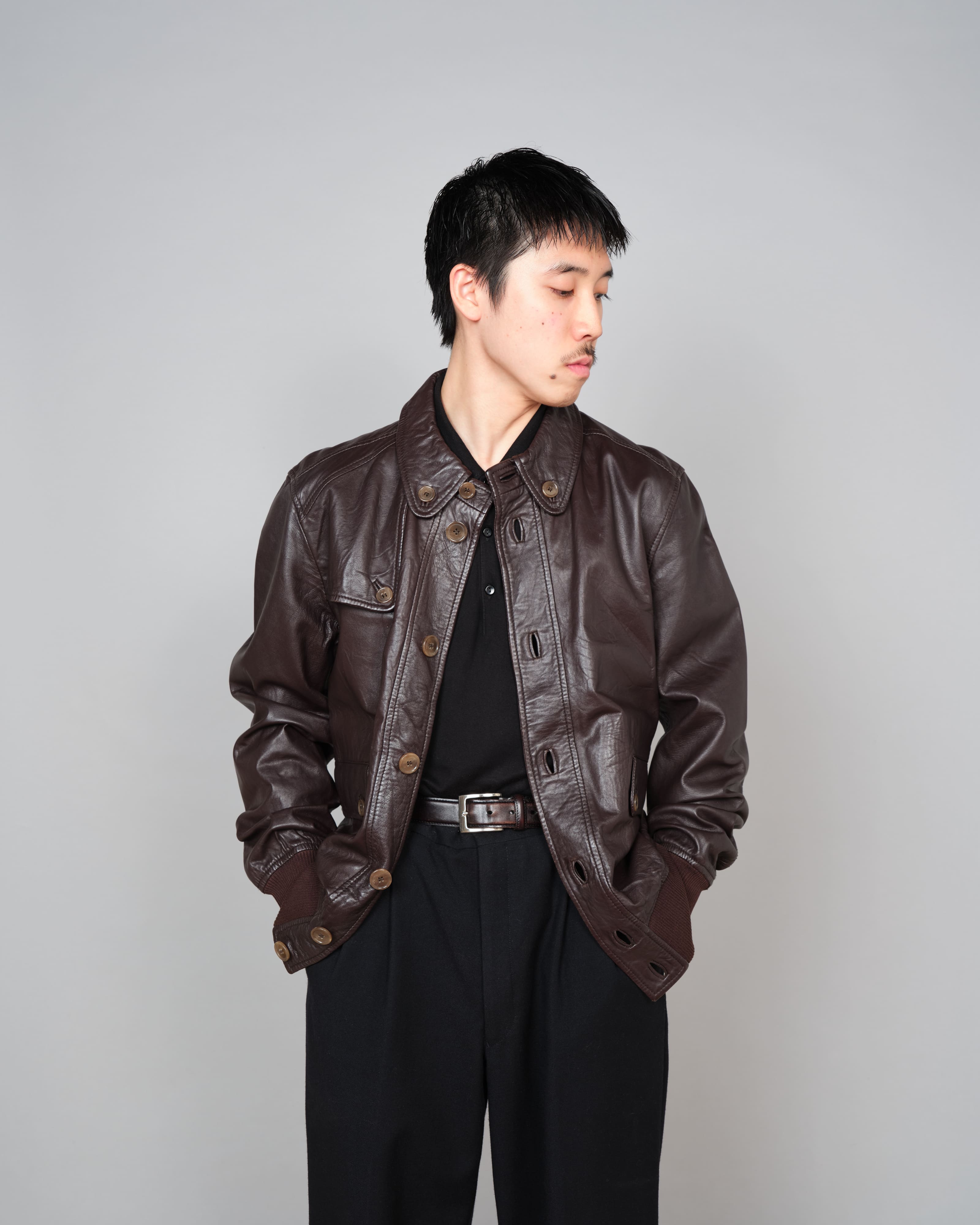 【~00’s】Old DOLCE&GABBANA Lambskin Leather Blouson Size.50