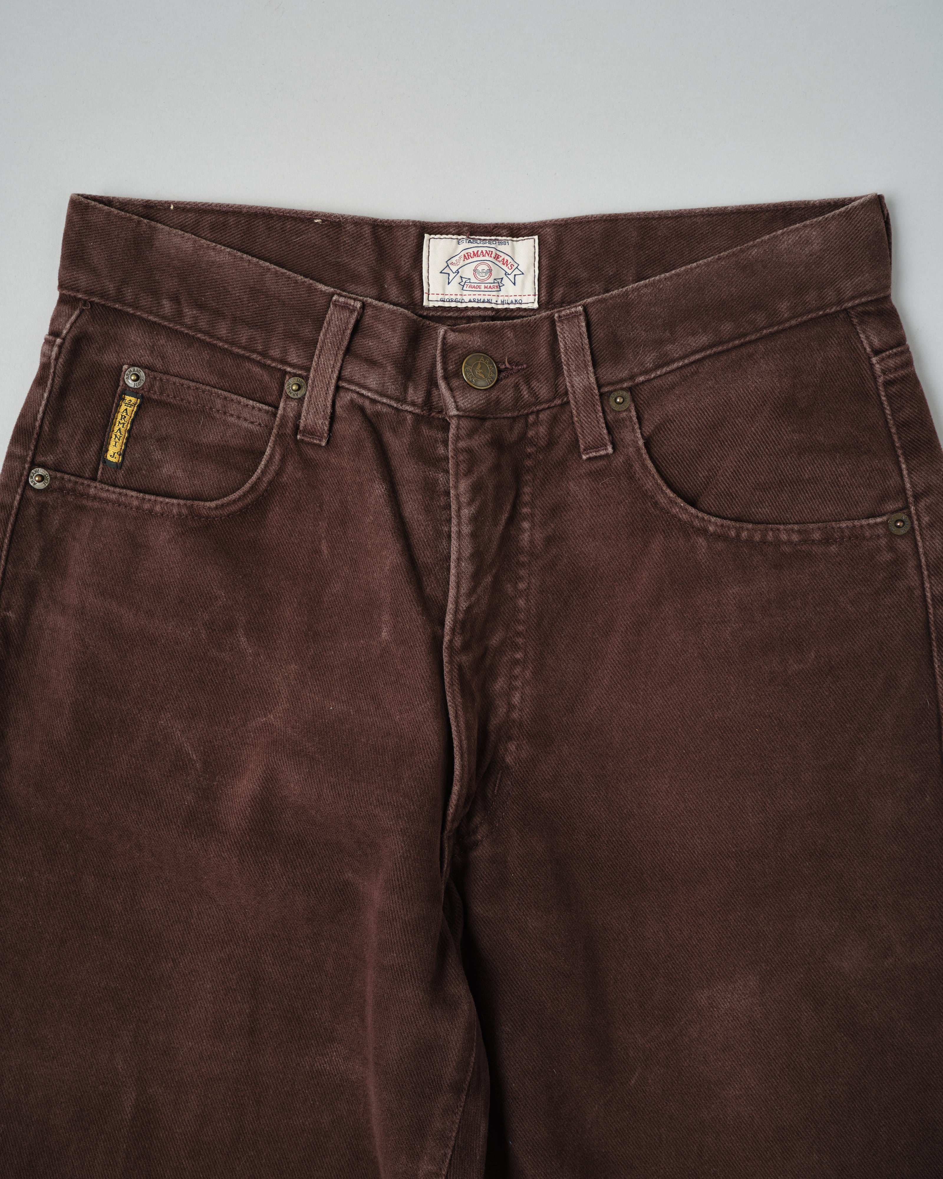 【~90’s】Old ARMANI JEANS Brown Cotton Twill Trousers Size.30