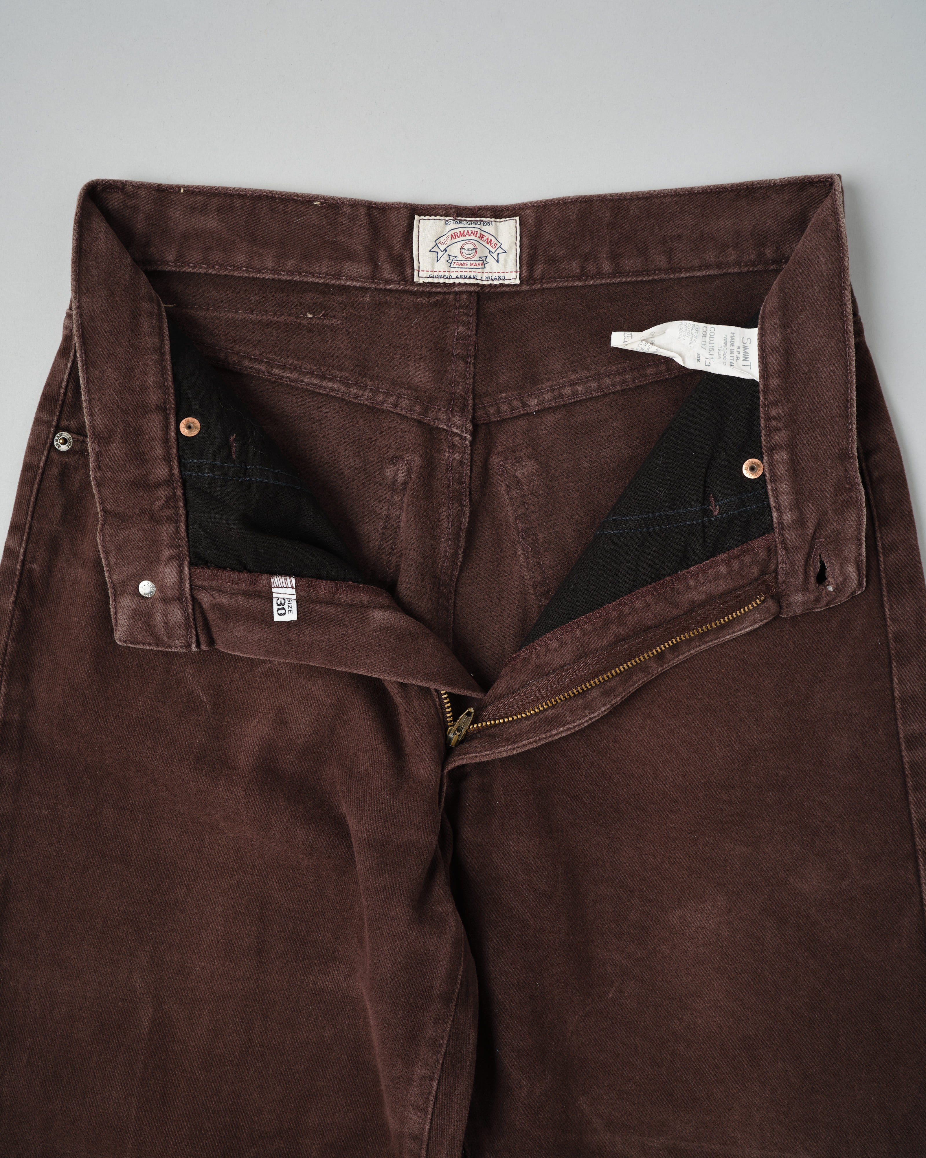 【~90’s】Old ARMANI JEANS Brown Cotton Twill Trousers Size.30