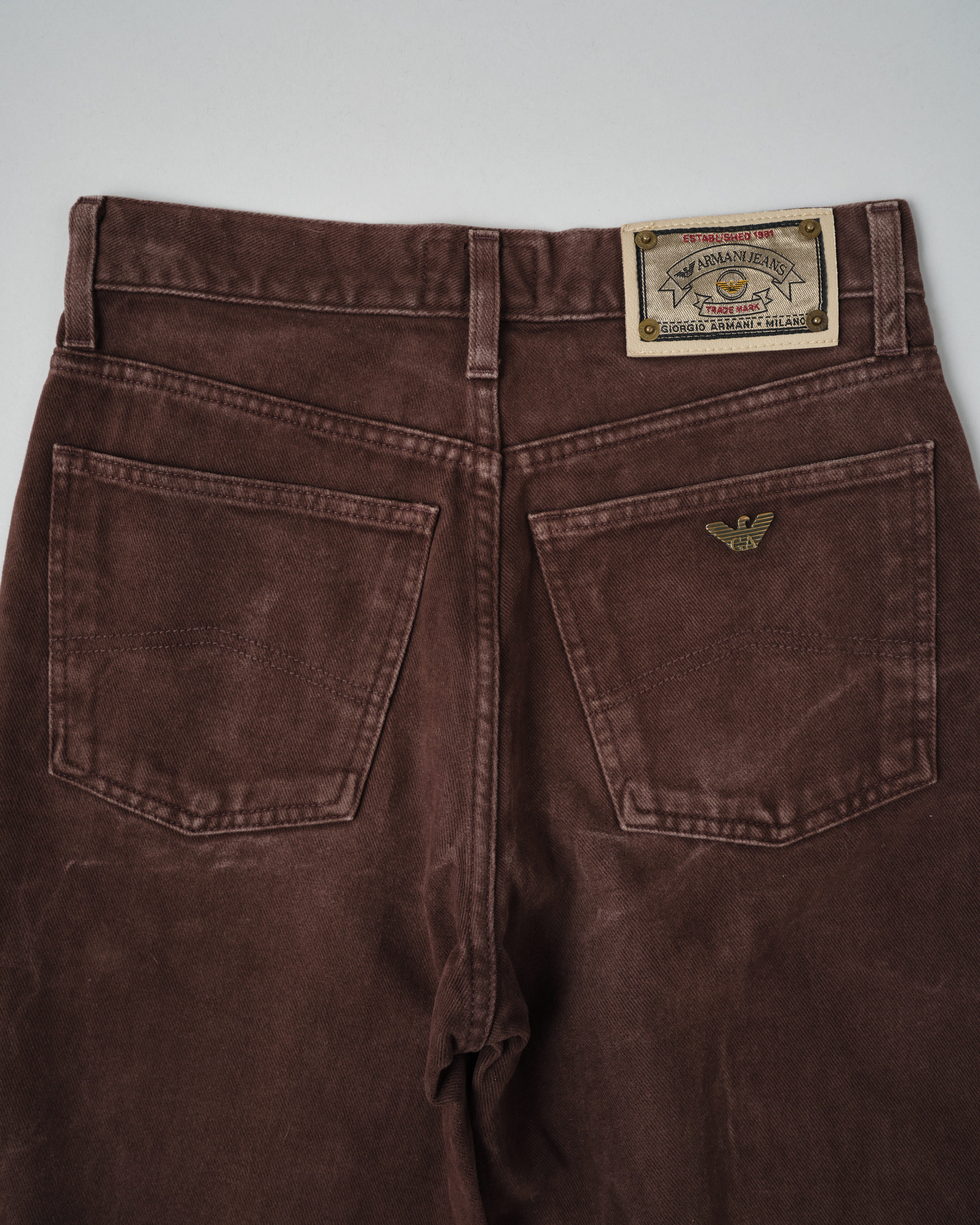 【~90’s】Old ARMANI JEANS Brown Cotton Twill Trousers Size.30