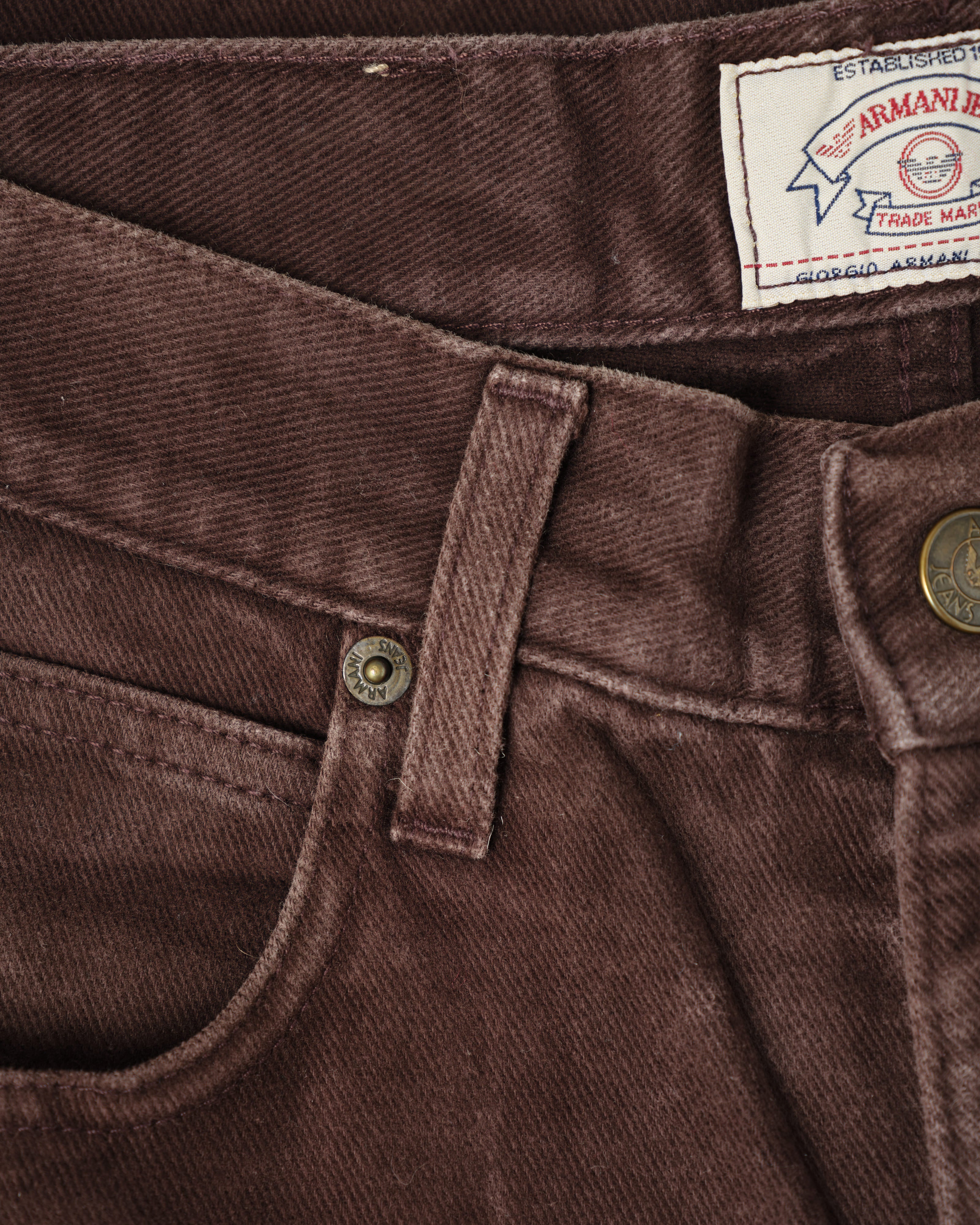 【~90’s】Old ARMANI JEANS Brown Cotton Twill Trousers Size.30