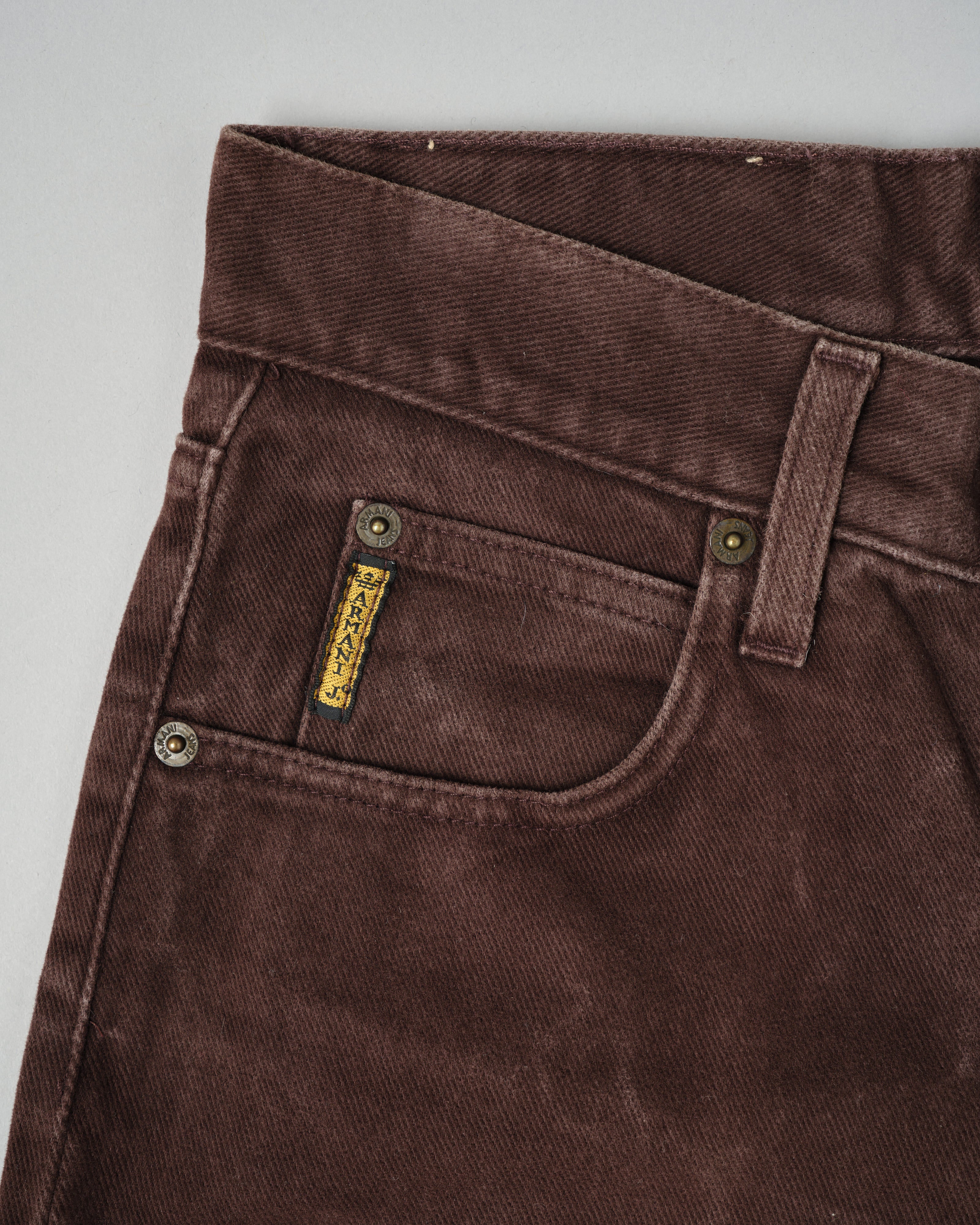 【~90’s】Old ARMANI JEANS Brown Cotton Twill Trousers Size.30