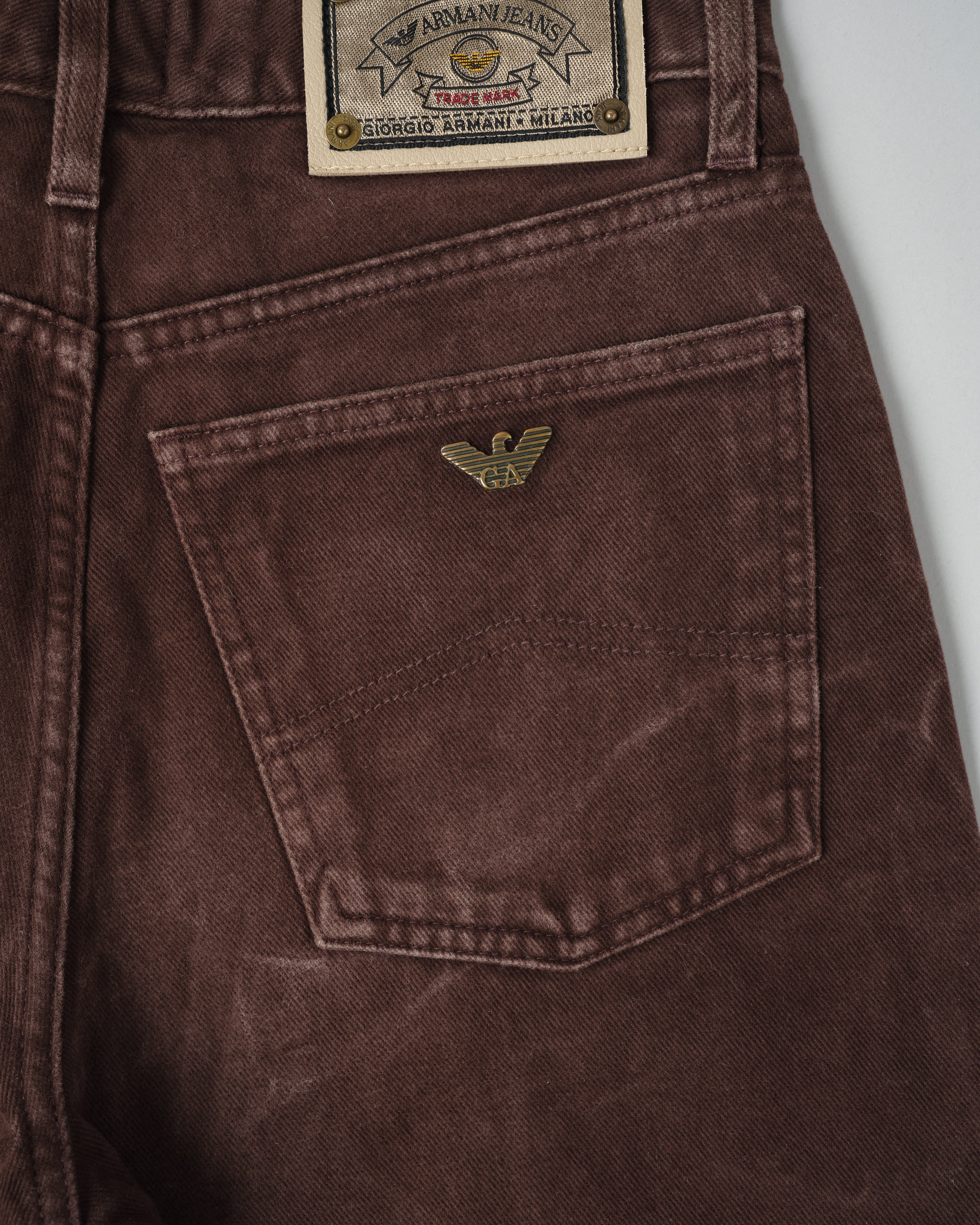 【~90’s】Old ARMANI JEANS Brown Cotton Twill Trousers Size.30