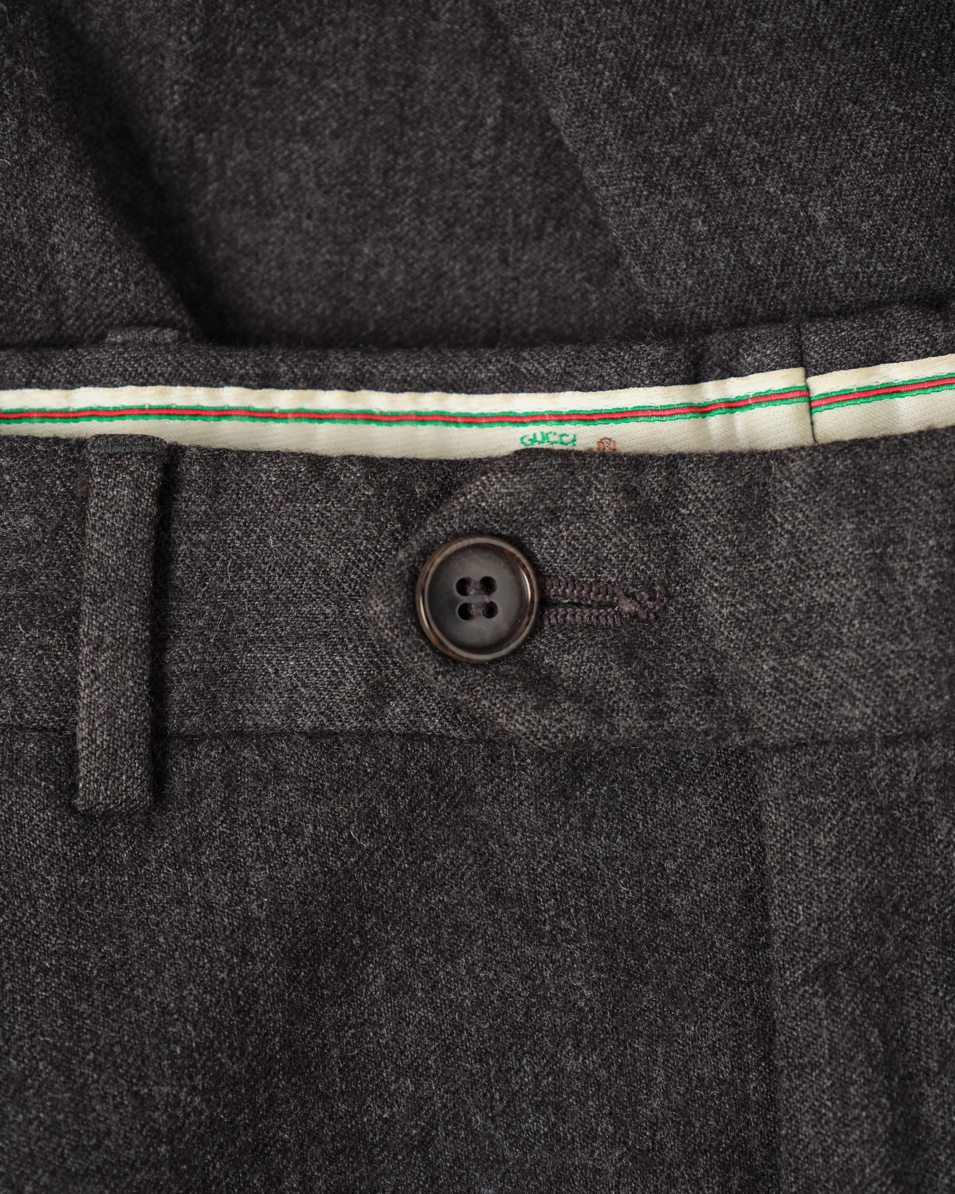 【~70's】Old GUCCI 2 Tuck Turn Up Wool Trousers Size.52