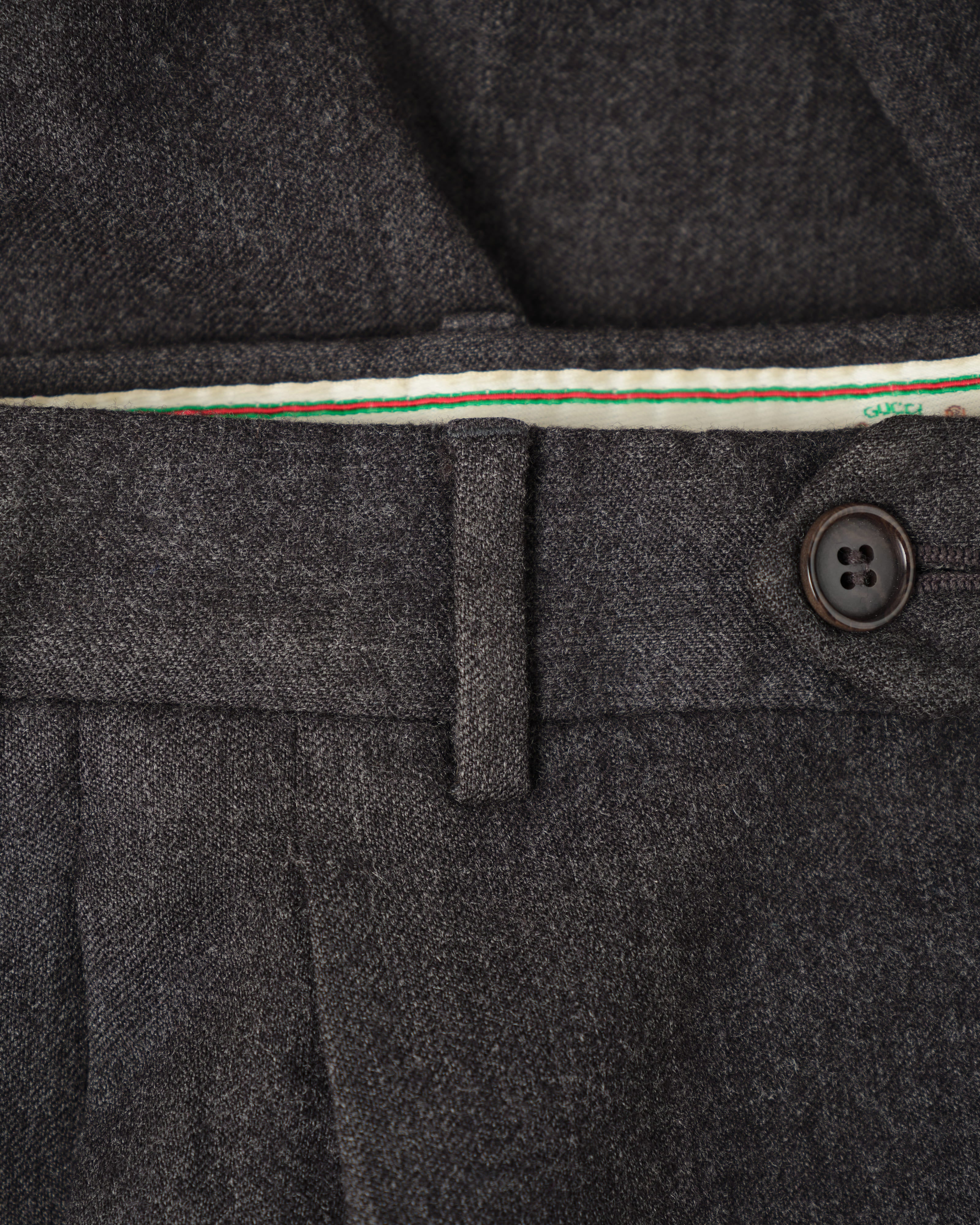 【~70's】Old GUCCI 2 Tuck Turn Up Wool Trousers Size.52