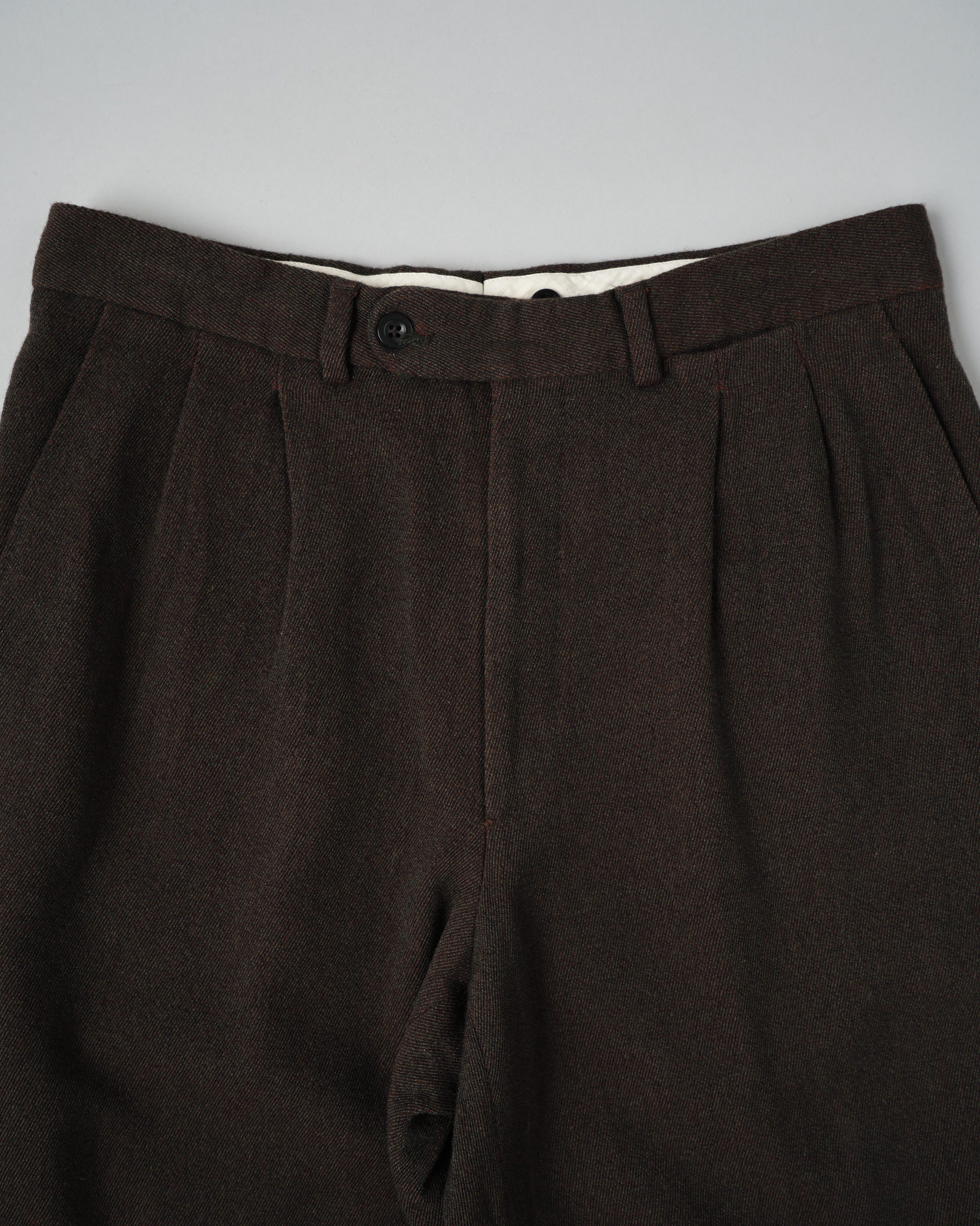 【~90's】Old Hermès Paris 2 Tuck Wool Trousers Size.50