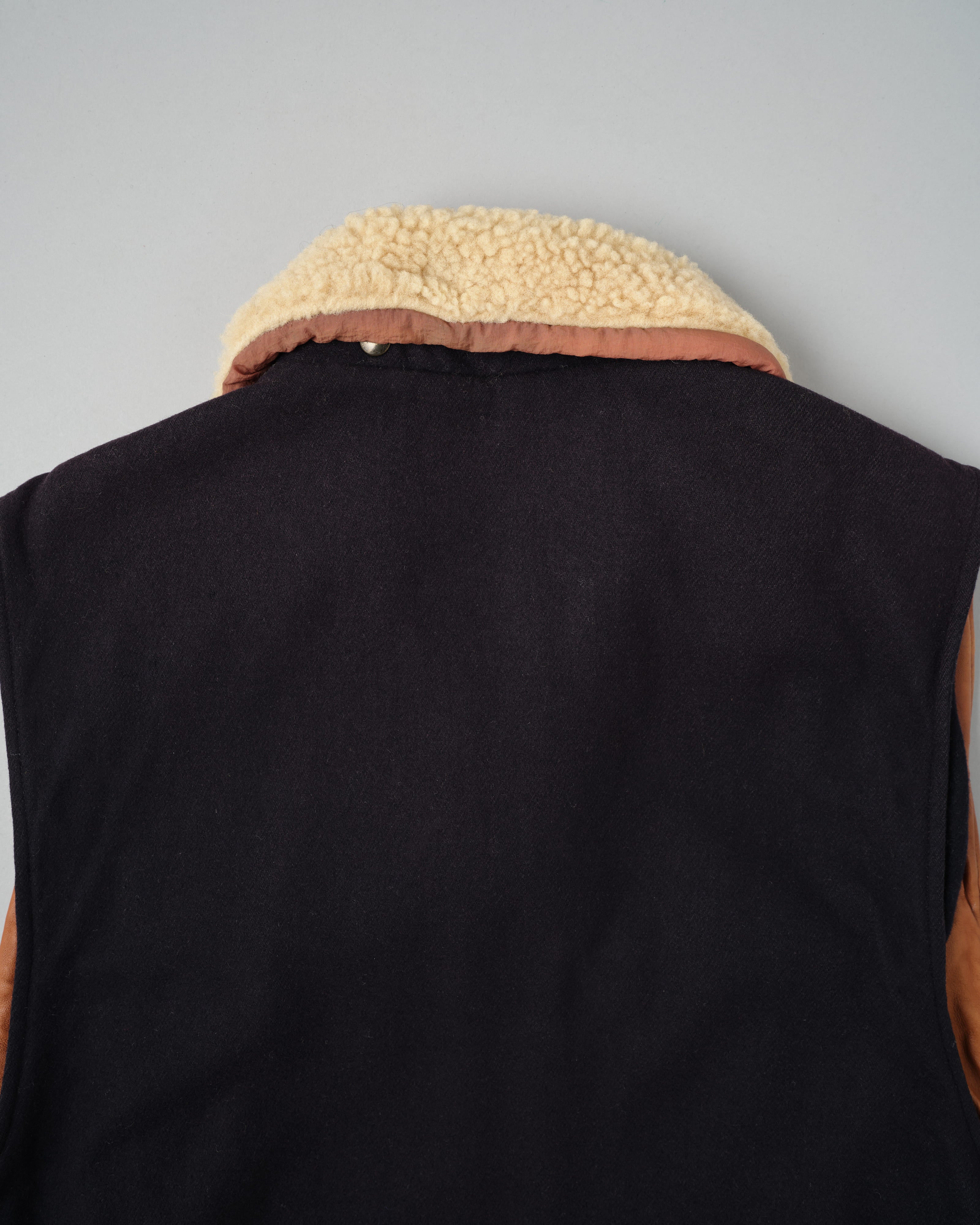 【~80’s】Vintage Façonnable Boa Collar Mixed Wool Vest Size.3