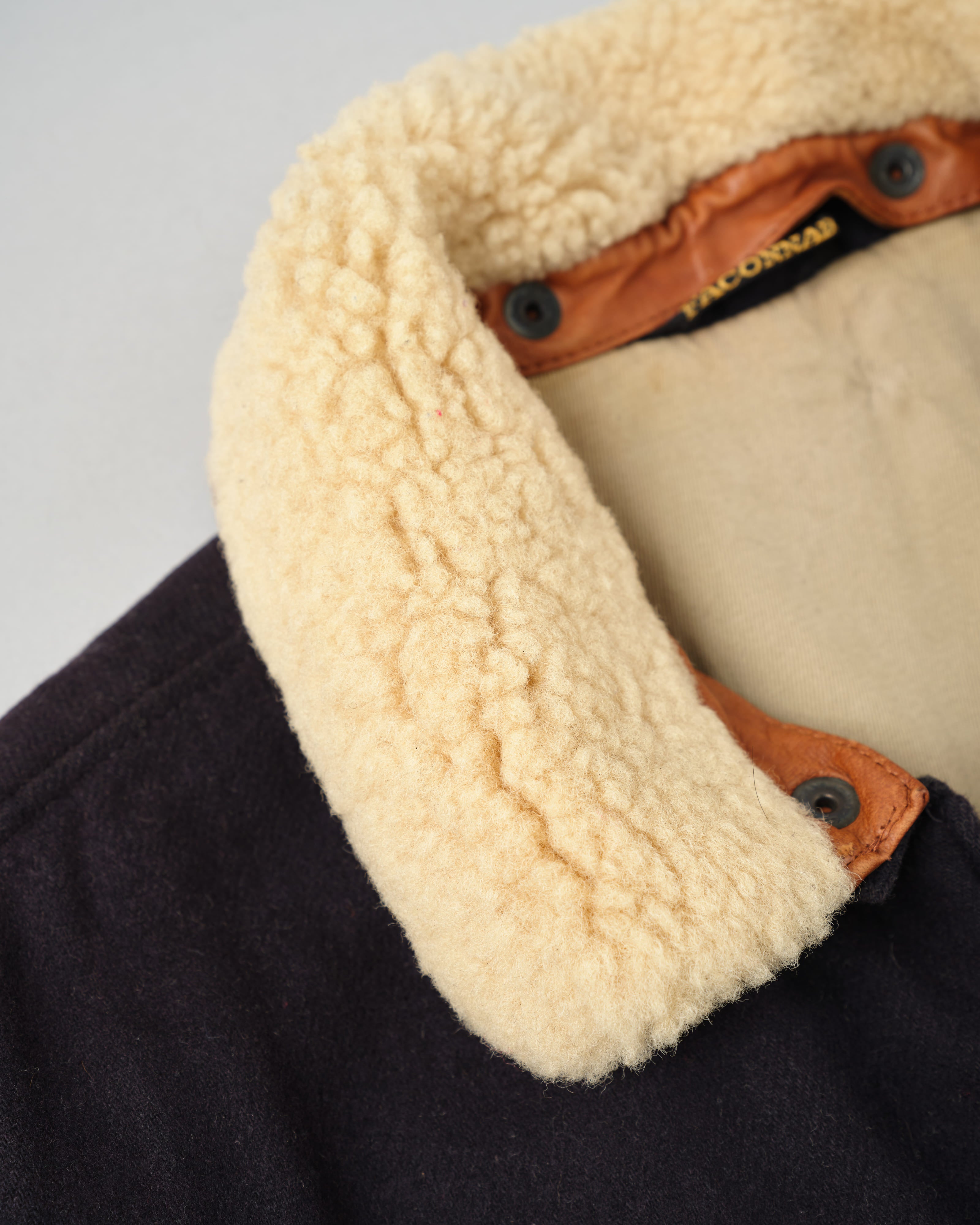 【~80’s】Vintage Façonnable Boa Collar Mixed Wool Vest Size.3