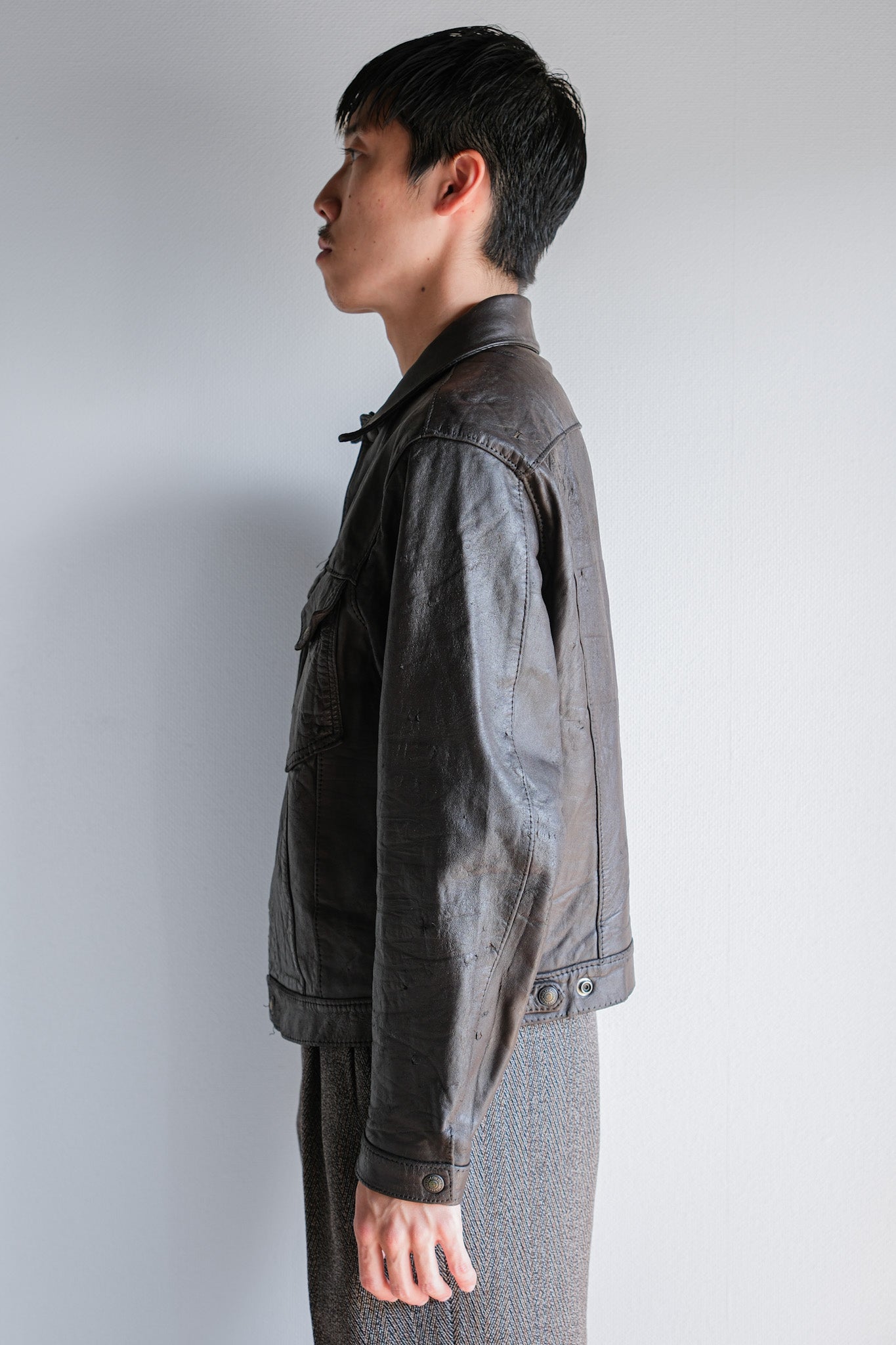 【~50’s】Vintage Levi’s Leather Trucker Jacket "Big E" "Short Horn"