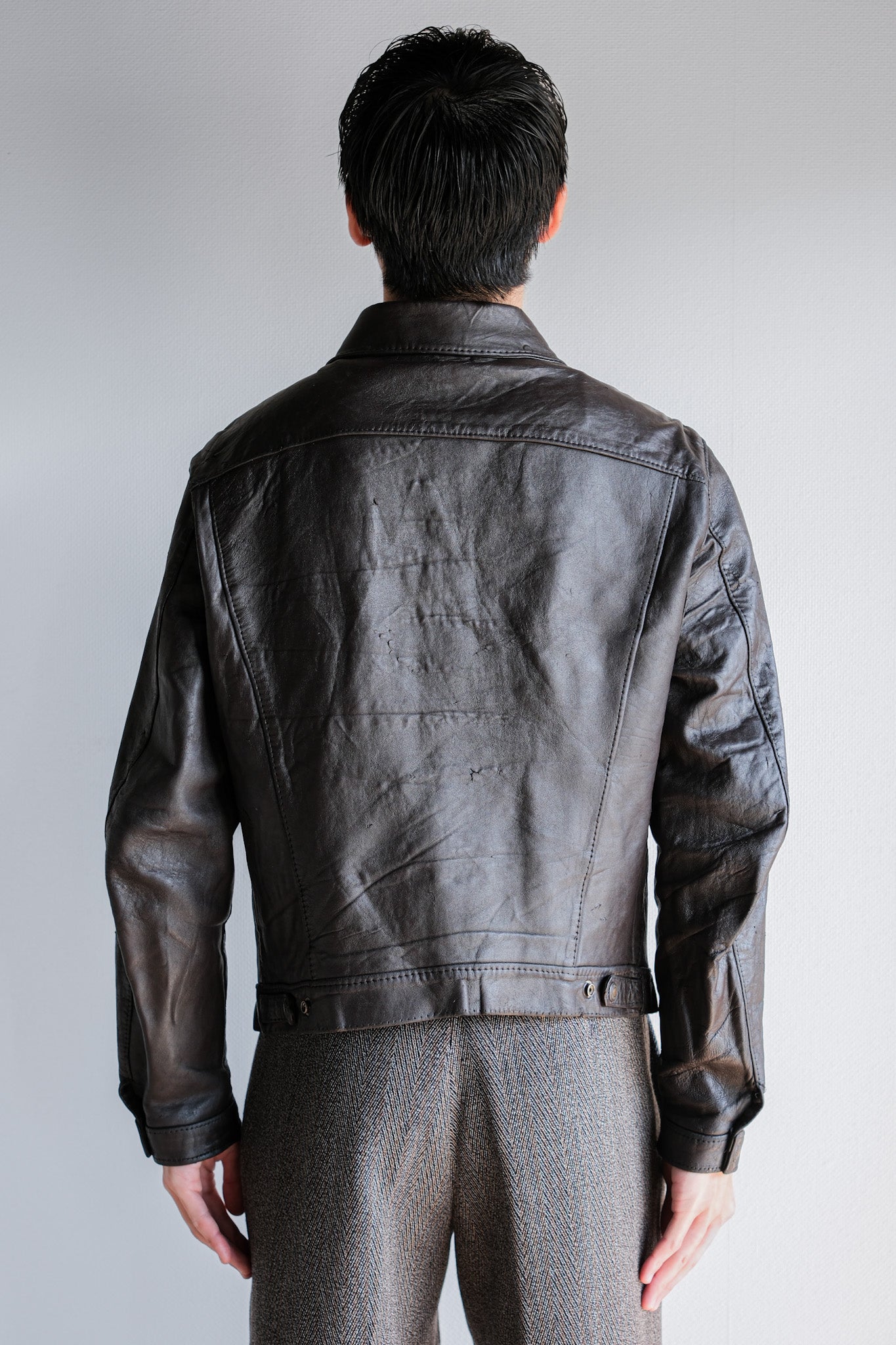 【~50’s】Vintage Levi’s Leather Trucker Jacket "Big E" "Short Horn"