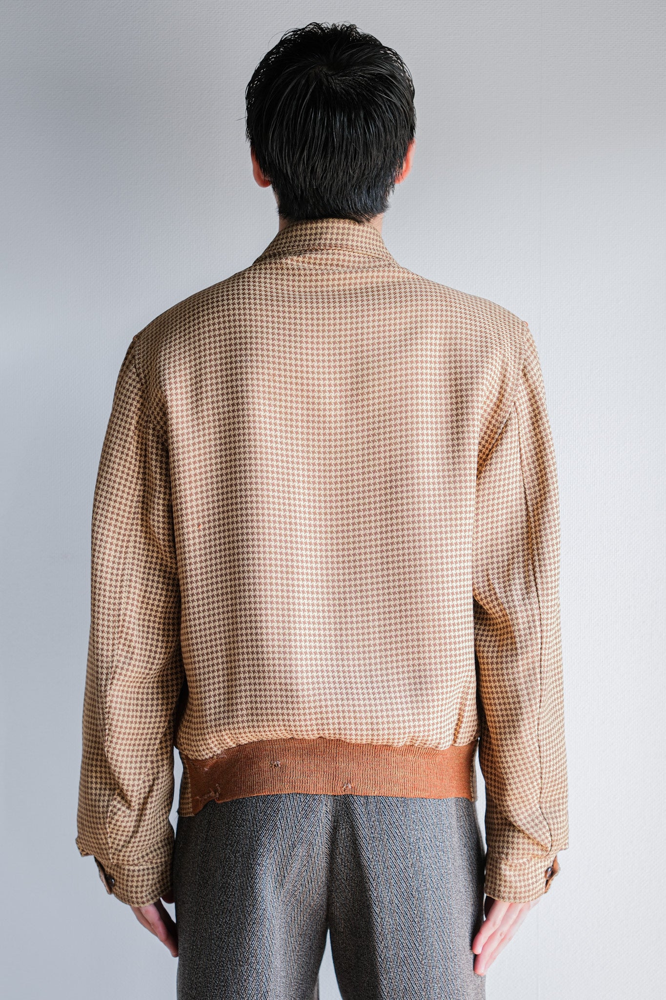 【~50's】American Vintage 2 Tone Houndstooth Rayon Jacket