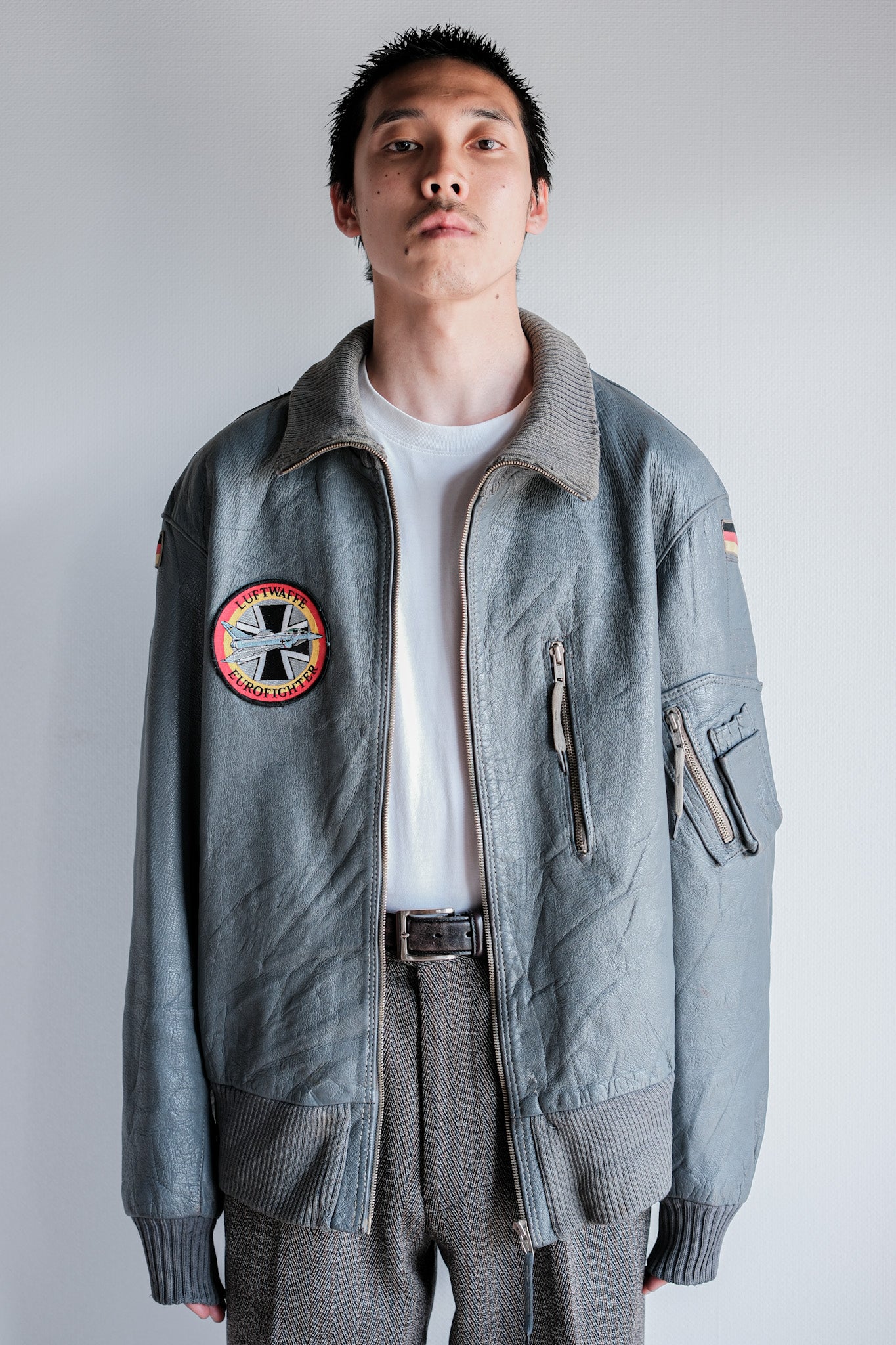【~70’s】West German Air Force Pilot Leather Jacket With Patches Size.190/100