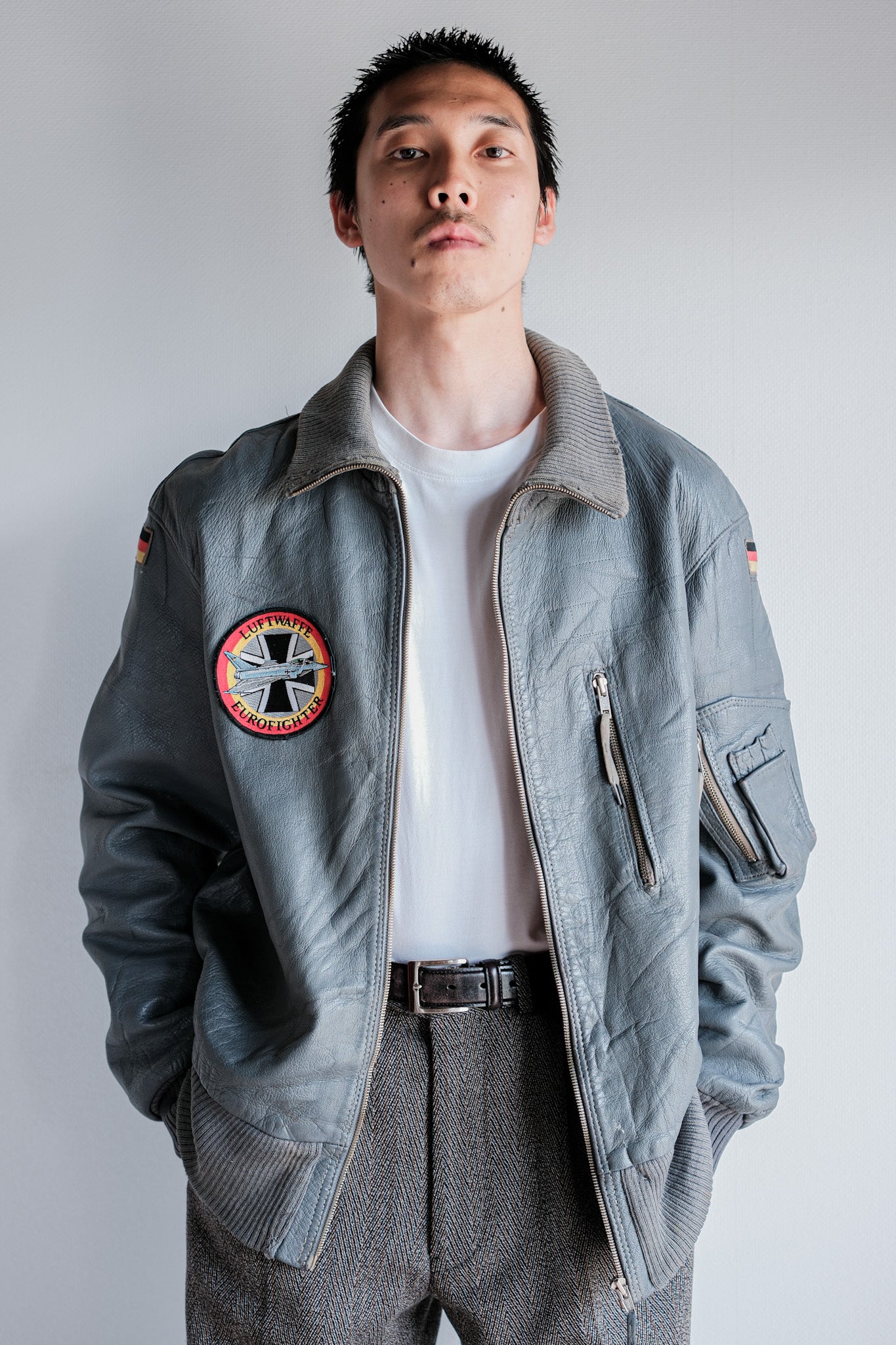 【~70’s】West German Air Force Pilot Leather Jacket With Patches Size.190/100