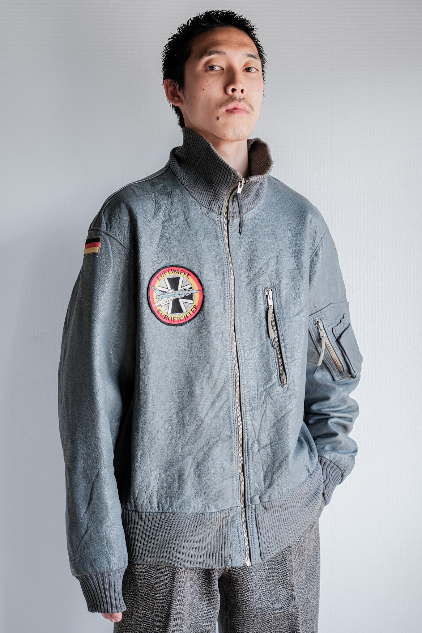 【~70’s】West German Air Force Pilot Leather Jacket With Patches Size.190/100