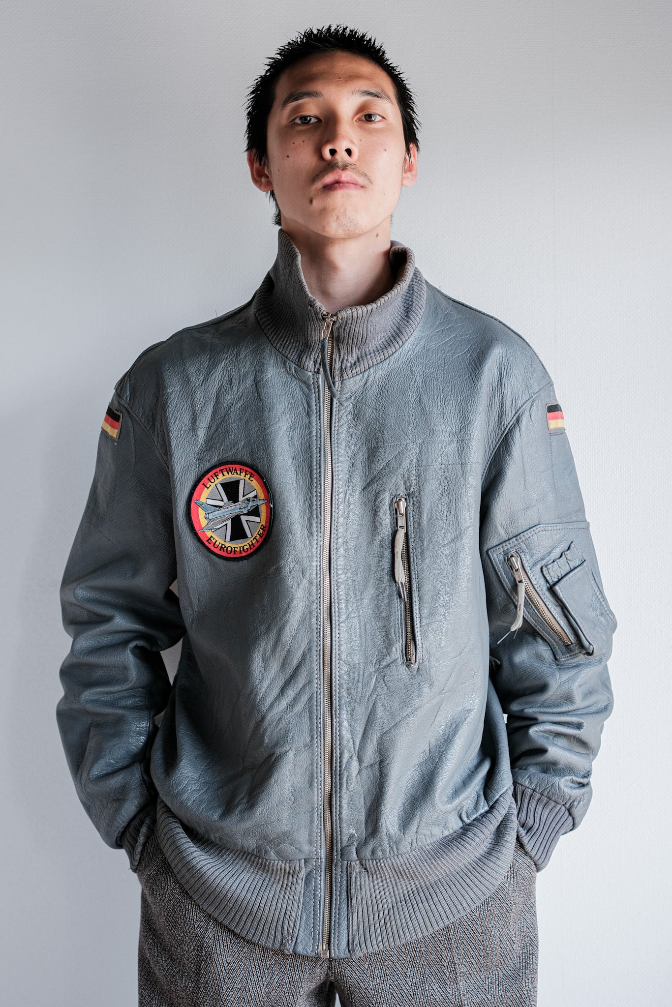 【~70’s】West German Air Force Pilot Leather Jacket With Patches Size.190/100