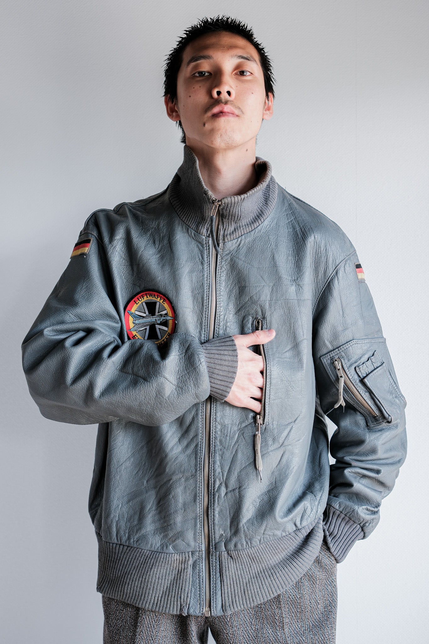 【~70’s】West German Air Force Pilot Leather Jacket With Patches Size.190/100