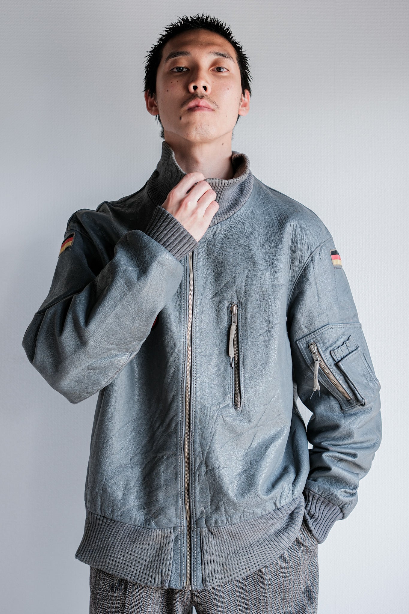 【~70’s】West German Air Force Pilot Leather Jacket With Patches Size.190/100