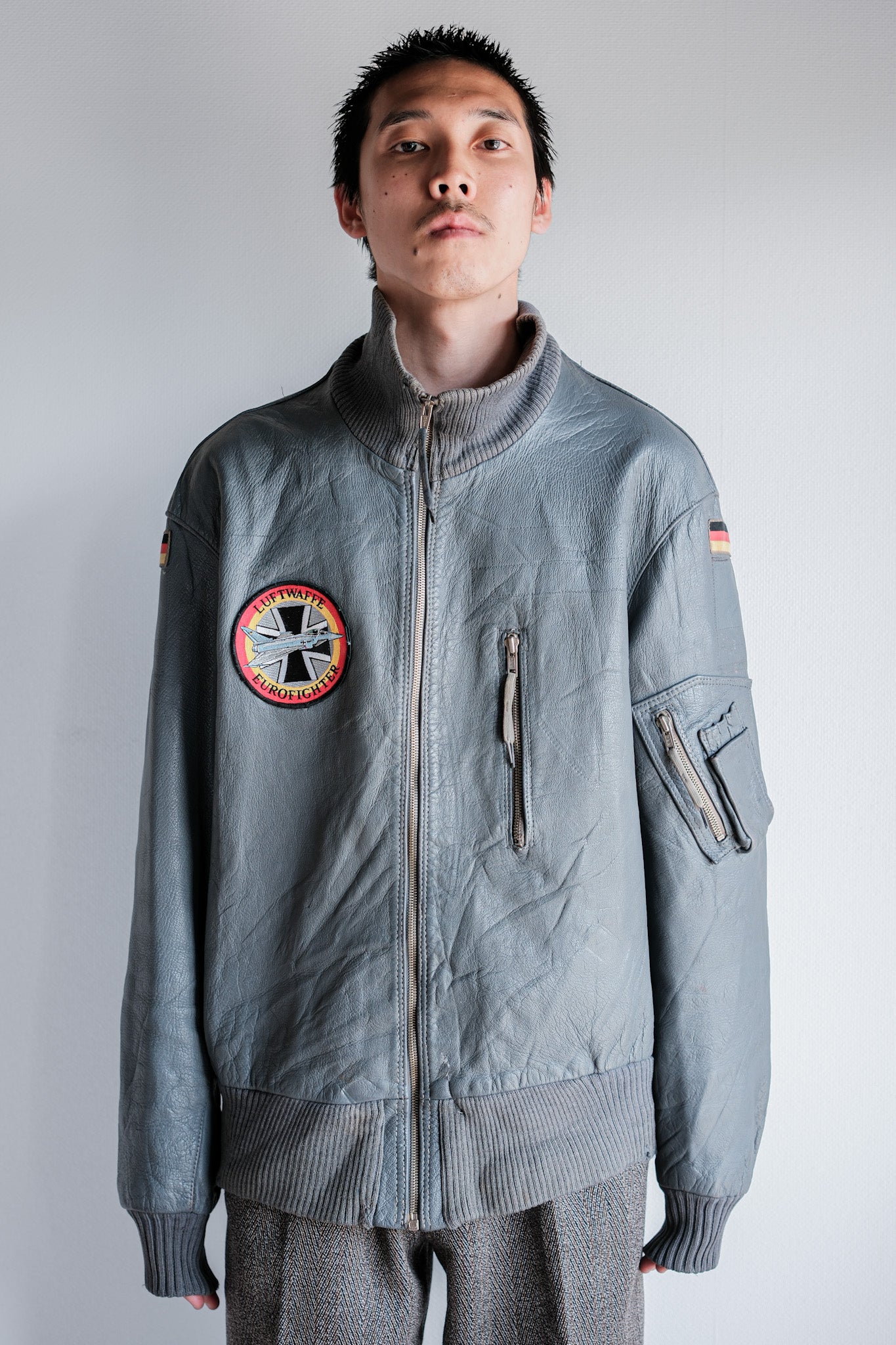 【~70’s】West German Air Force Pilot Leather Jacket With Patches Size.190/100