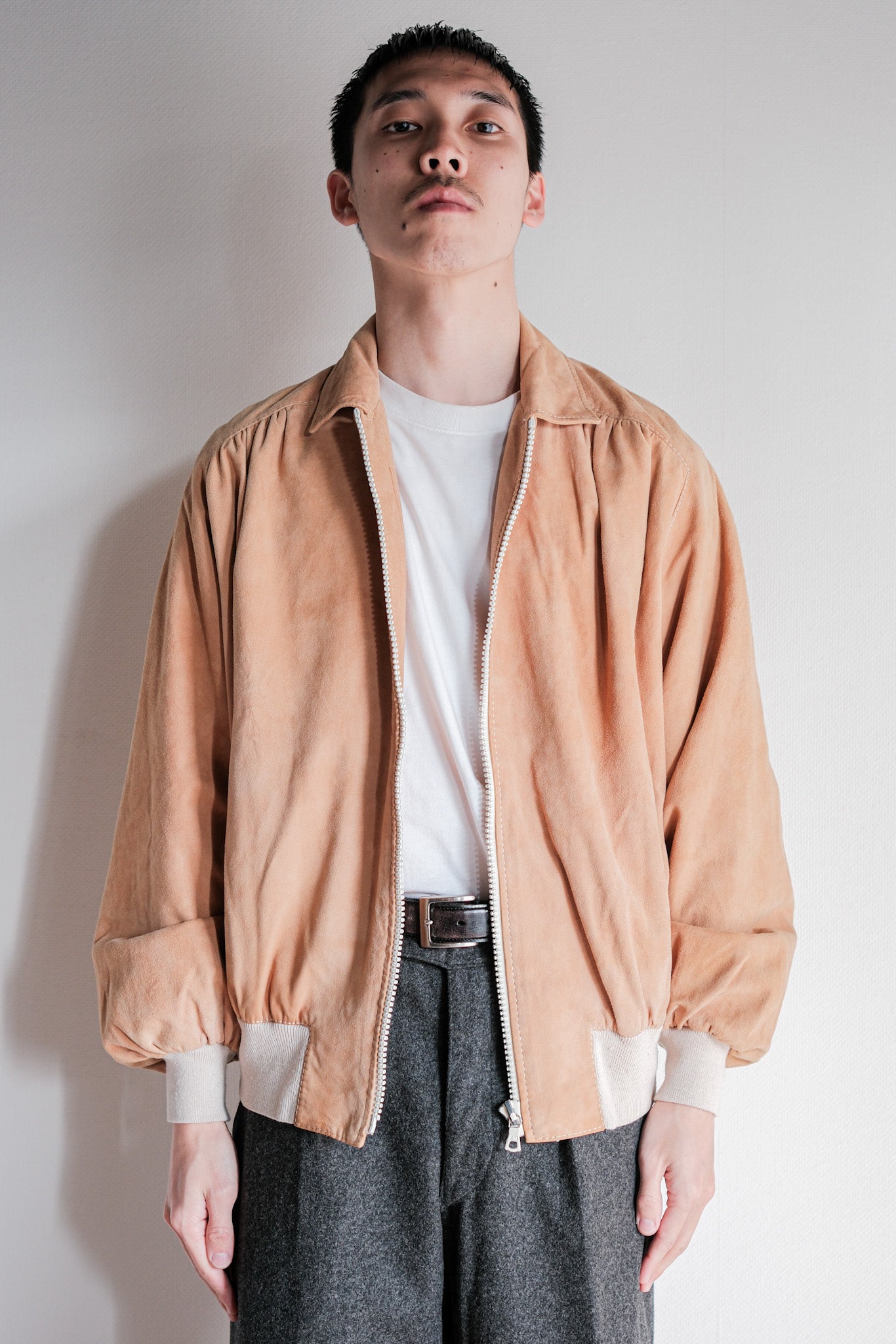 【~70's】Old Hermès Sport Paris Saddle Shoulder Suede Leather Blouson