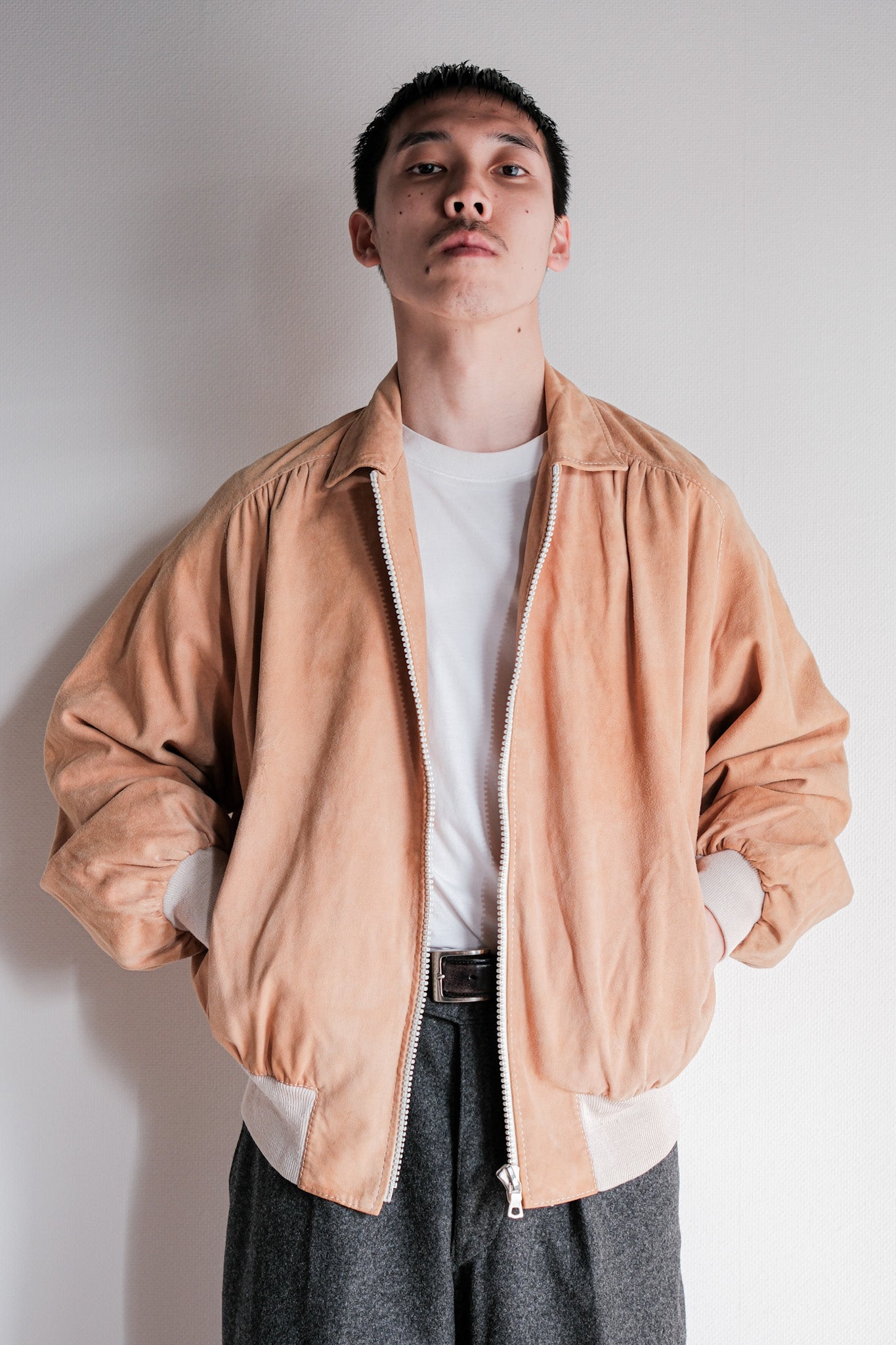 【~70's】Old Hermès Sport Paris Saddle Shoulder Suede Leather Blouson