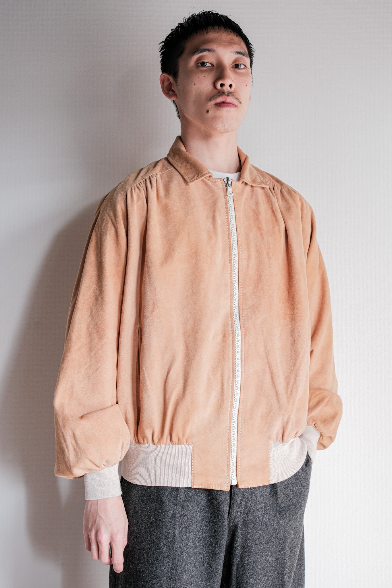 【~70's】Old Hermès Sport Paris Saddle Shoulder Suede Leather Blouson