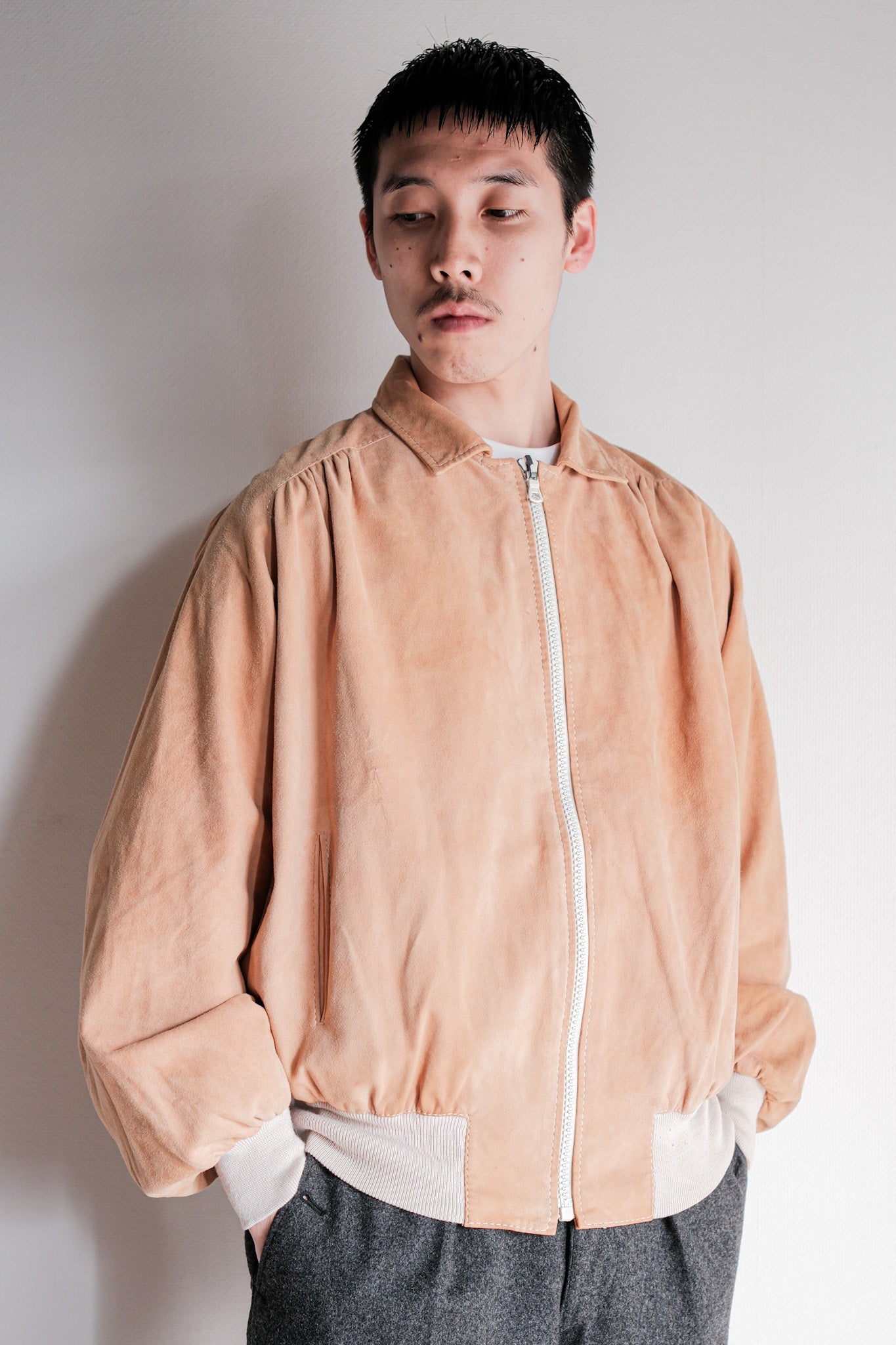 【~70's】Old Hermès Sport Paris Saddle Shoulder Suede Leather Blouson