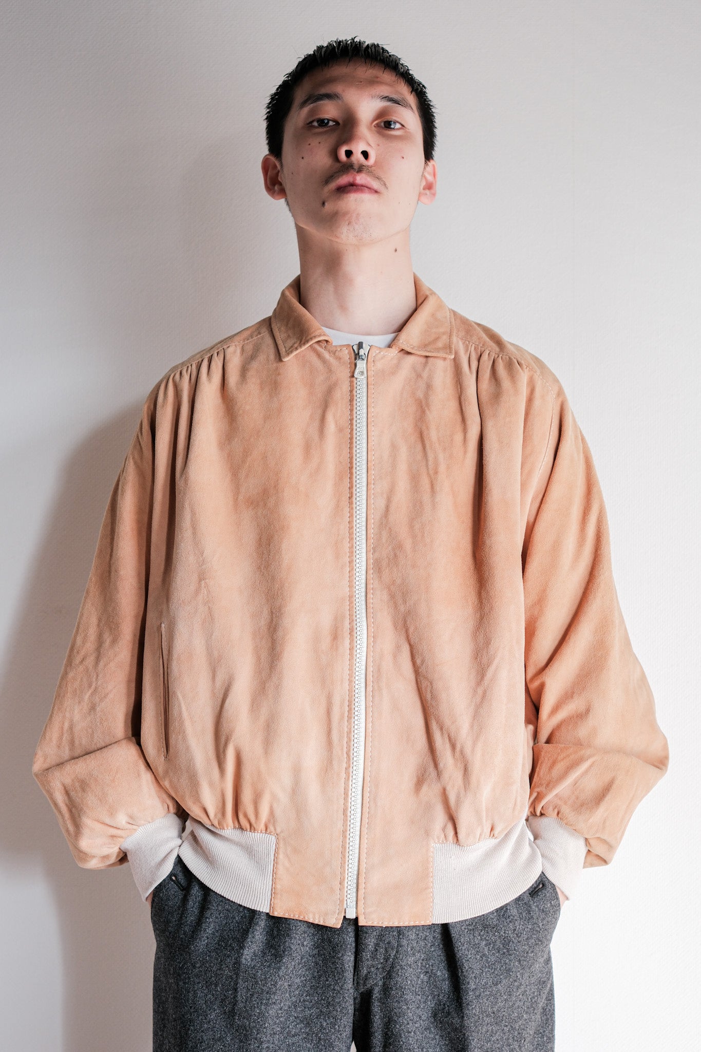 【~70's】Old Hermès Sport Paris Saddle Shoulder Suede Leather Blouson