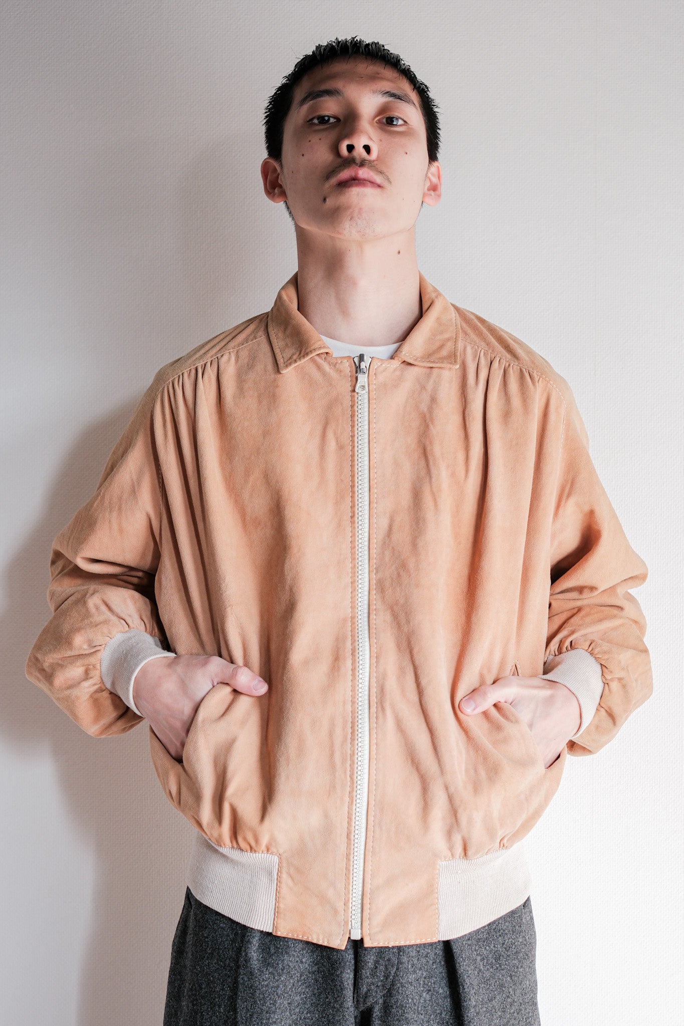 【~70's】Old Hermès Sport Paris Saddle Shoulder Suede Leather Blouson