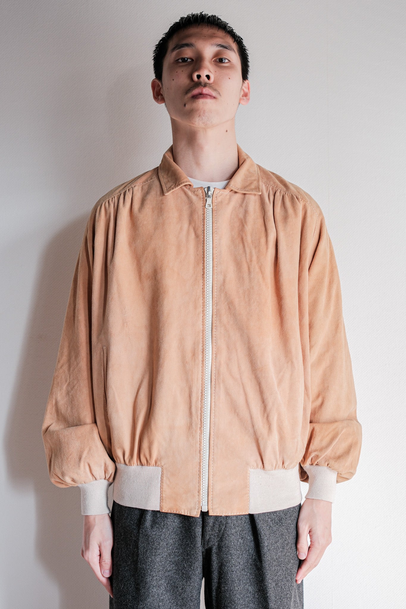 【~70's】Old Hermès Sport Paris Saddle Shoulder Suede Leather Blouson
