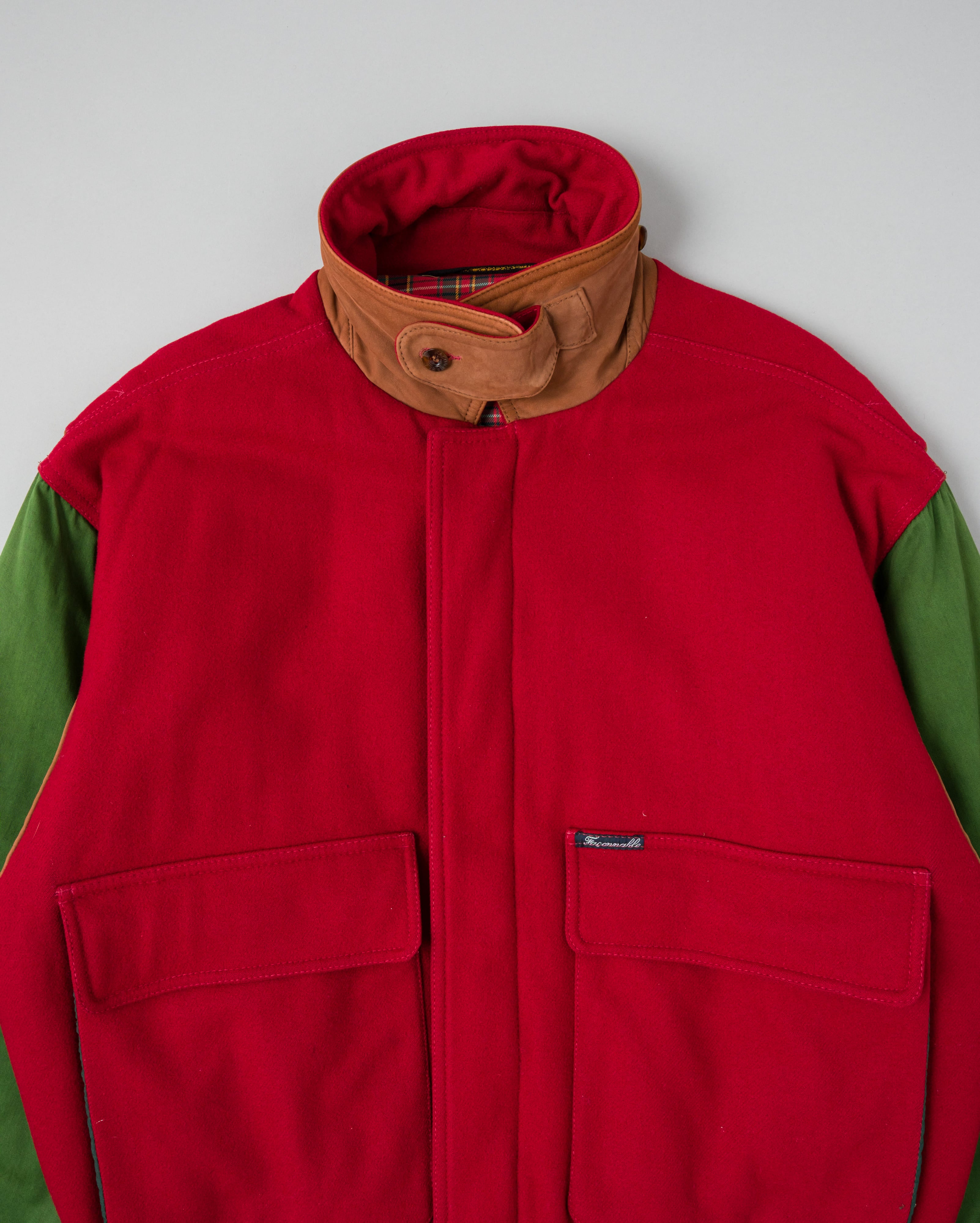 【~80’s】Vintage Façonnable Mixed Wool Crazy Pattern Blouson With Chin Strap Size.L