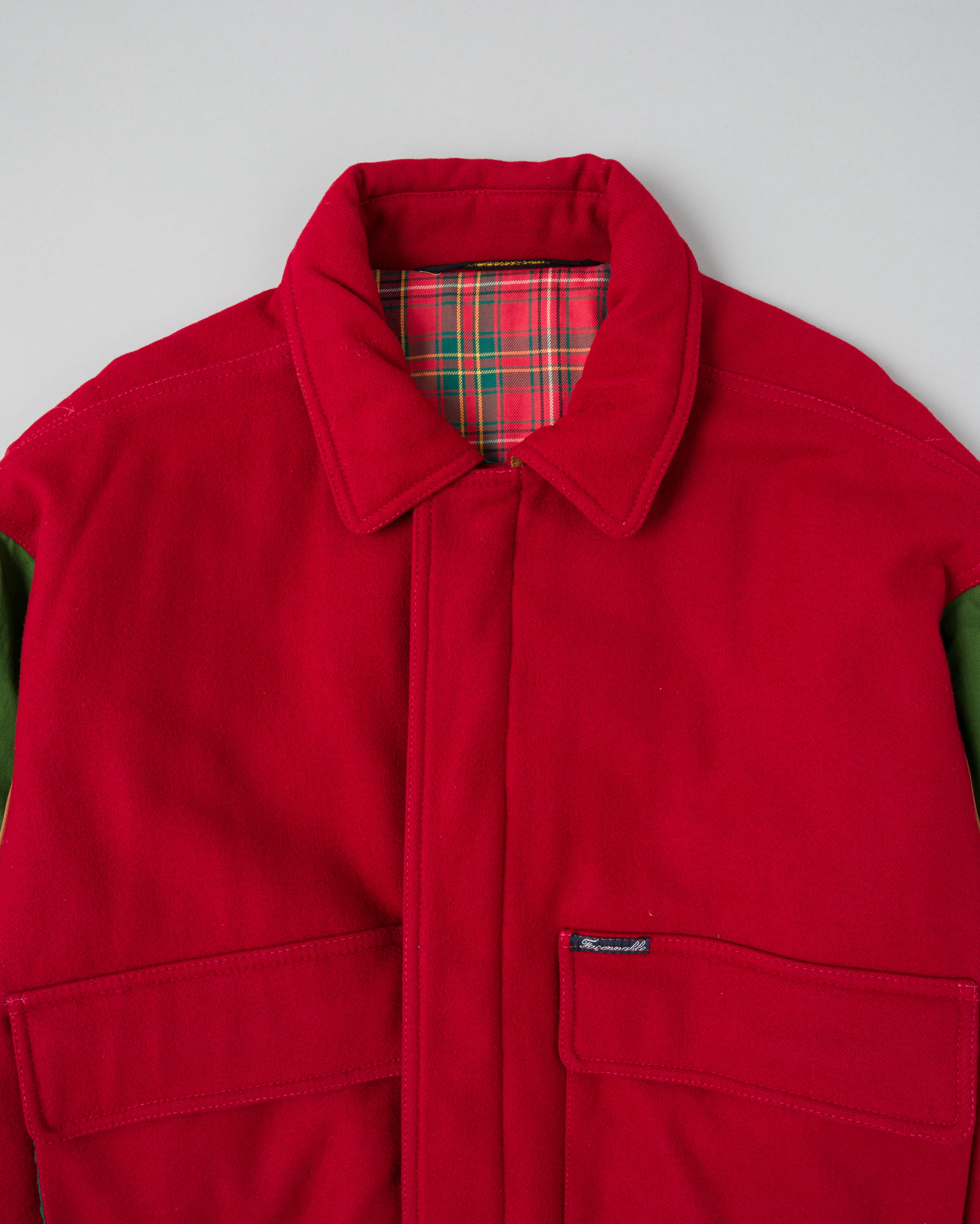 【~80’s】Vintage Façonnable Mixed Wool Crazy Pattern Blouson With Chin Strap Size.L
